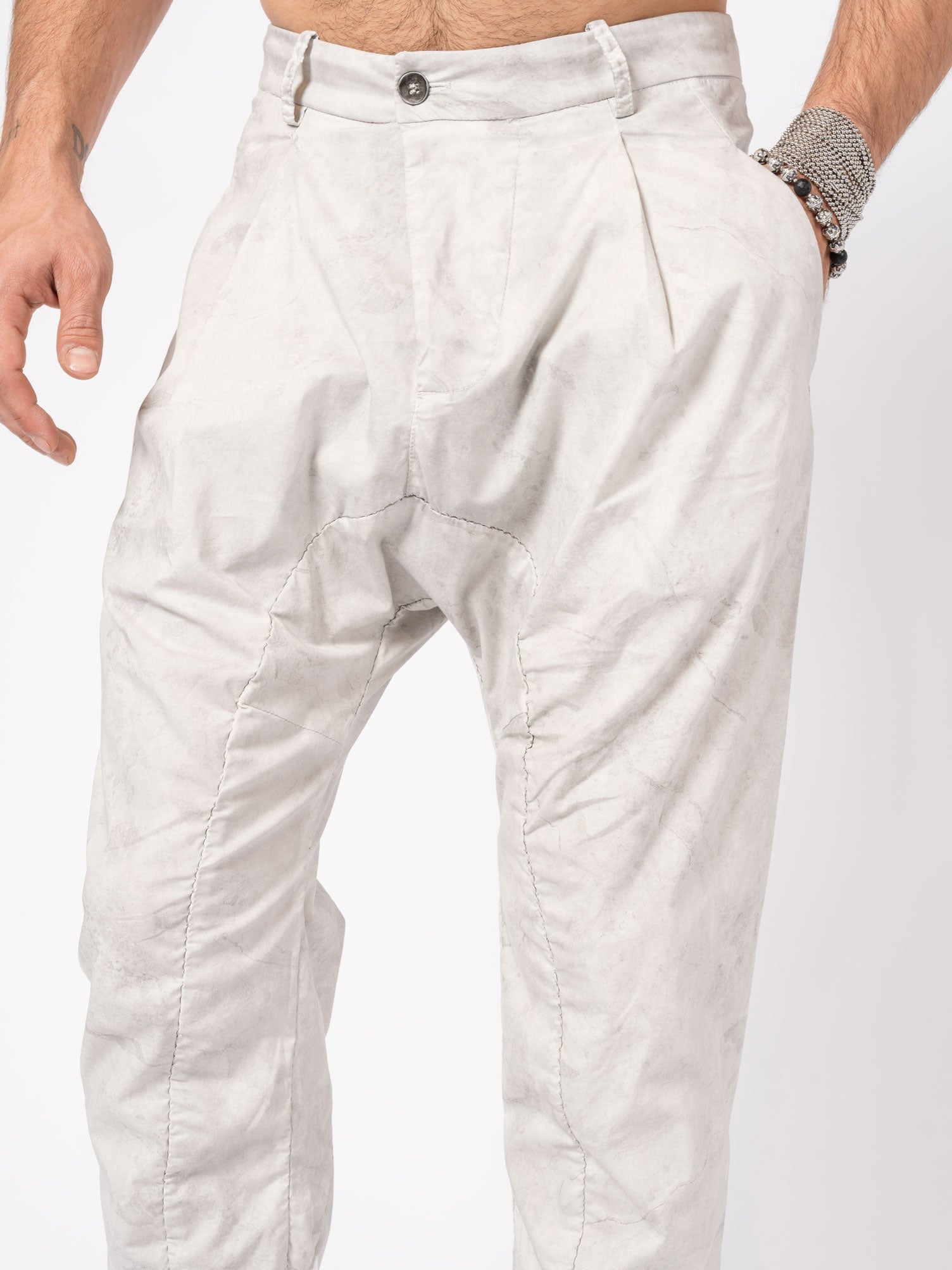 Overdyed Pleated Stretch Trousers - by MASNADA