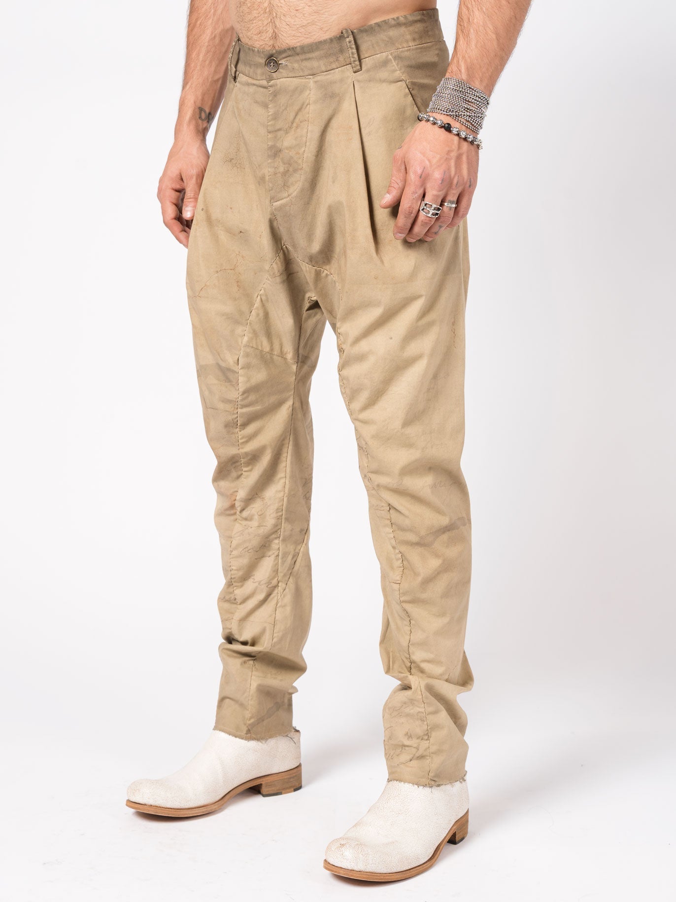 Overdyed Pleated Stretch Trousers - by MASNADA