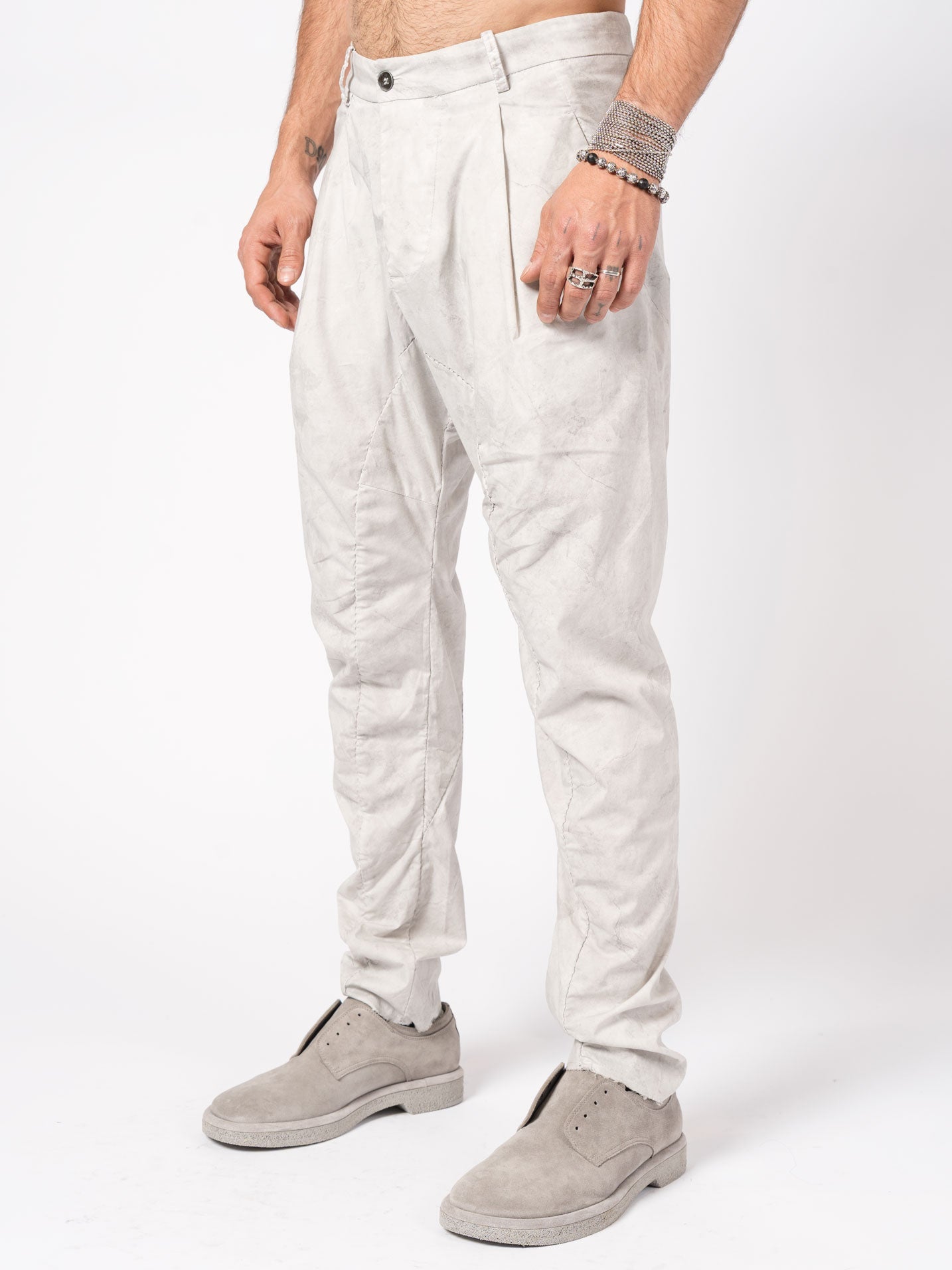 Overdyed Pleated Stretch Trousers - by MASNADA
