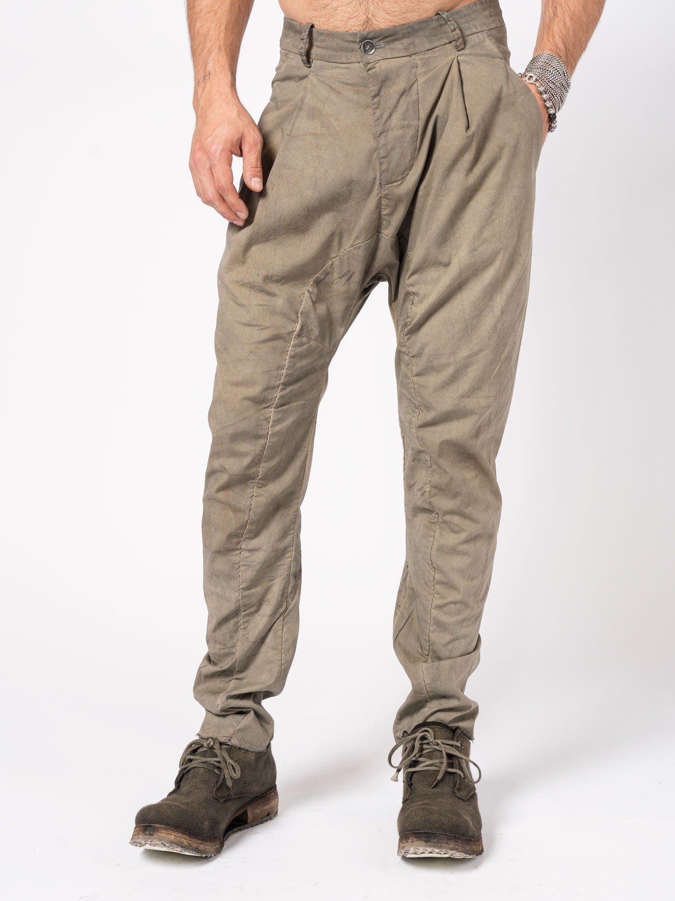 Overdyed Pleated Stretch Trousers - by MASNADA