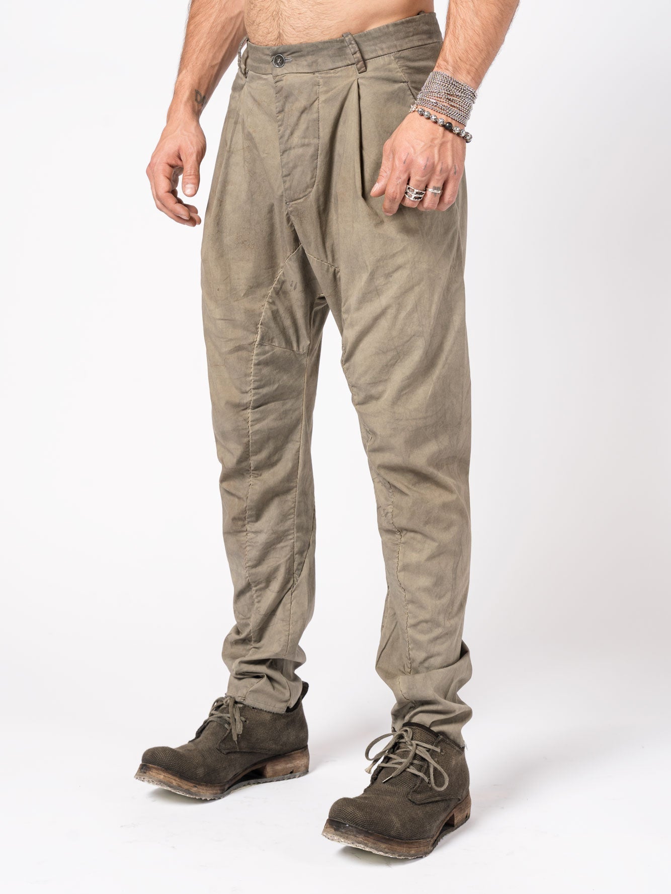 Overdyed Pleated Stretch Trousers - by MASNADA