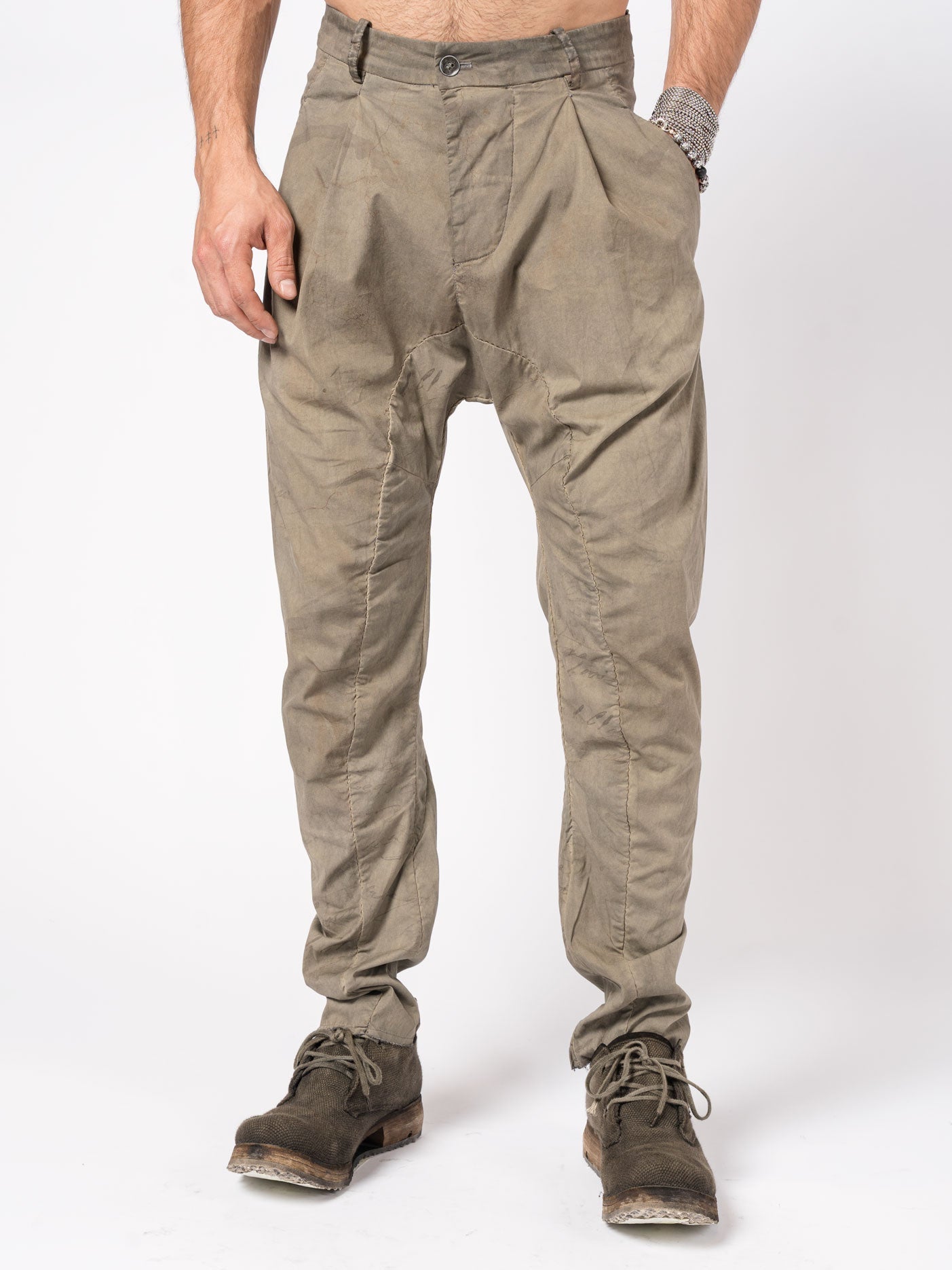 Overdyed Pleated Stretch Trousers - by MASNADA