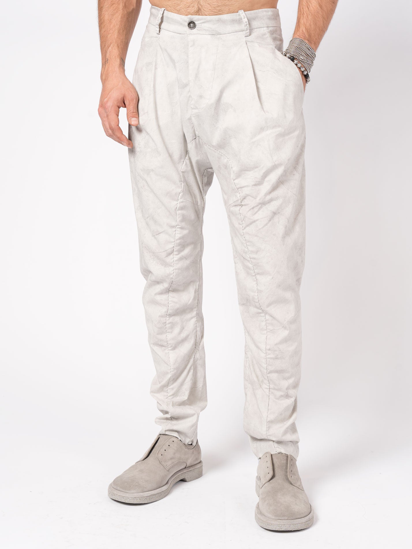 Overdyed Pleated Stretch Trousers - by MASNADA