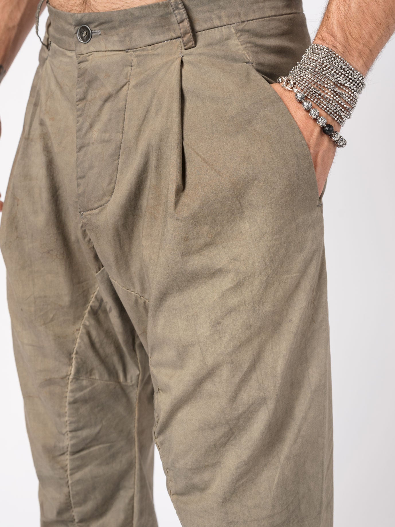 Overdyed Pleated Stretch Trousers - by MASNADA