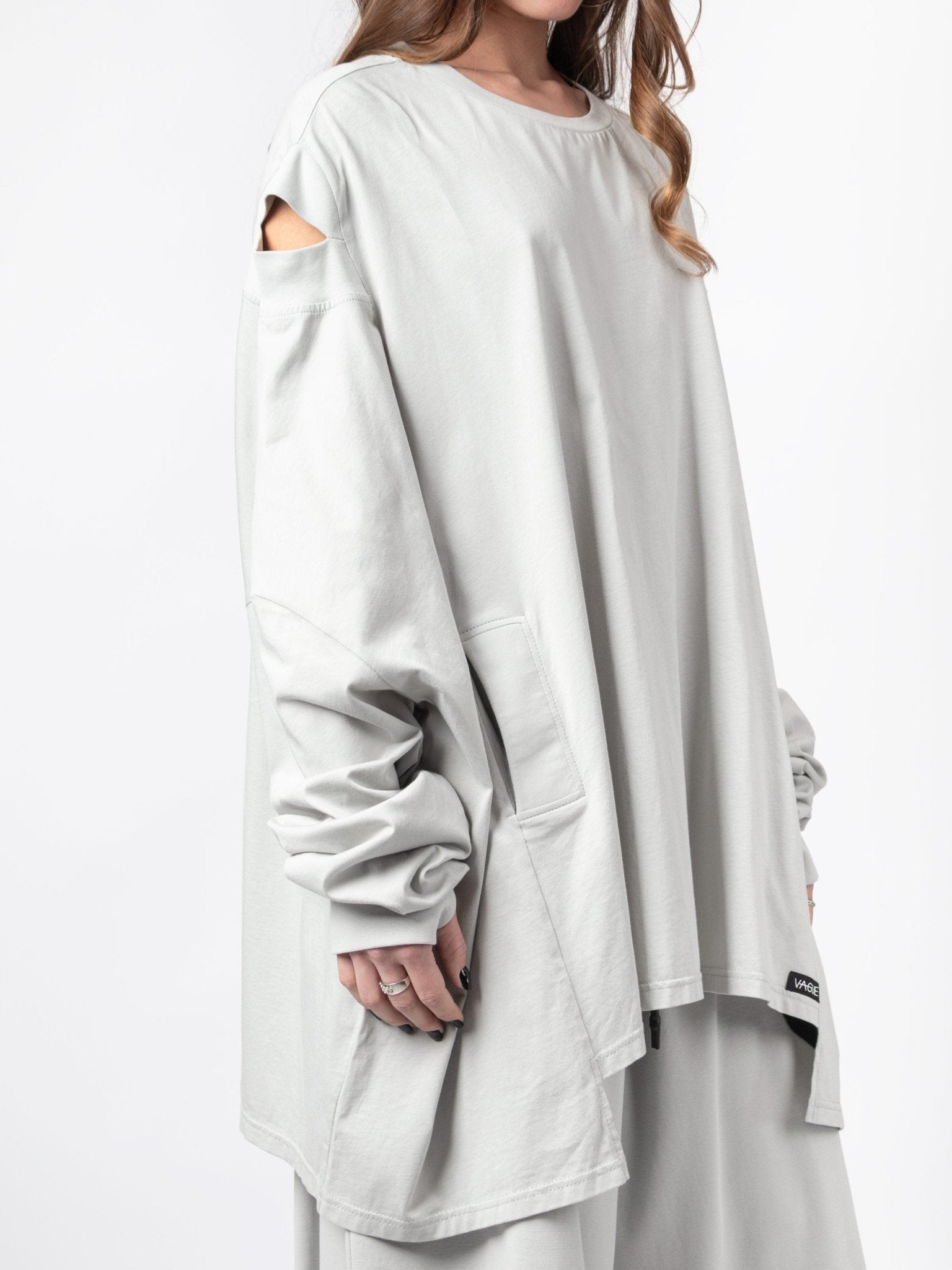 Oversized Cut - Out Pocket Top - by VAGUE