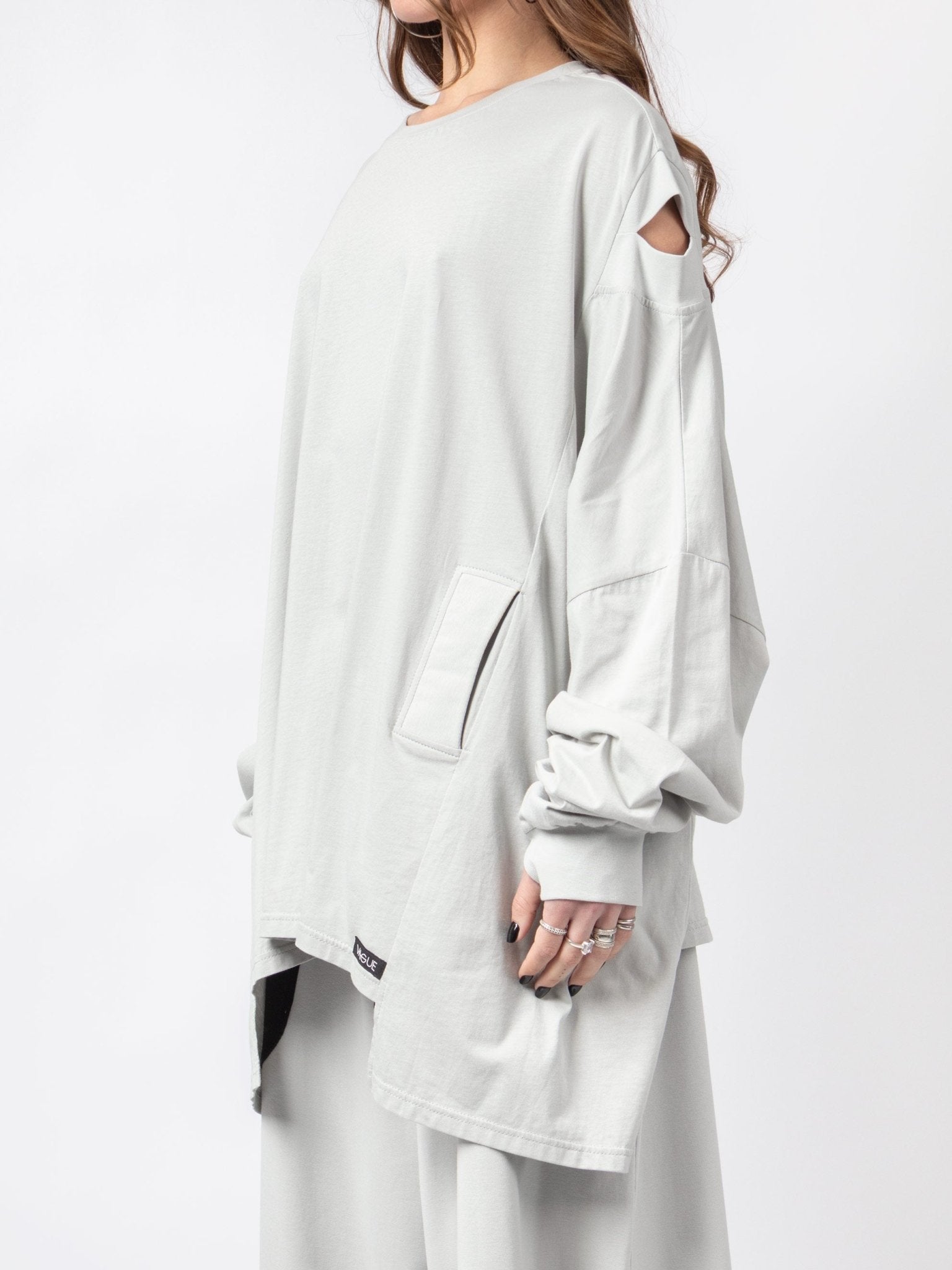 Oversized Cut - Out Pocket Top - by VAGUE