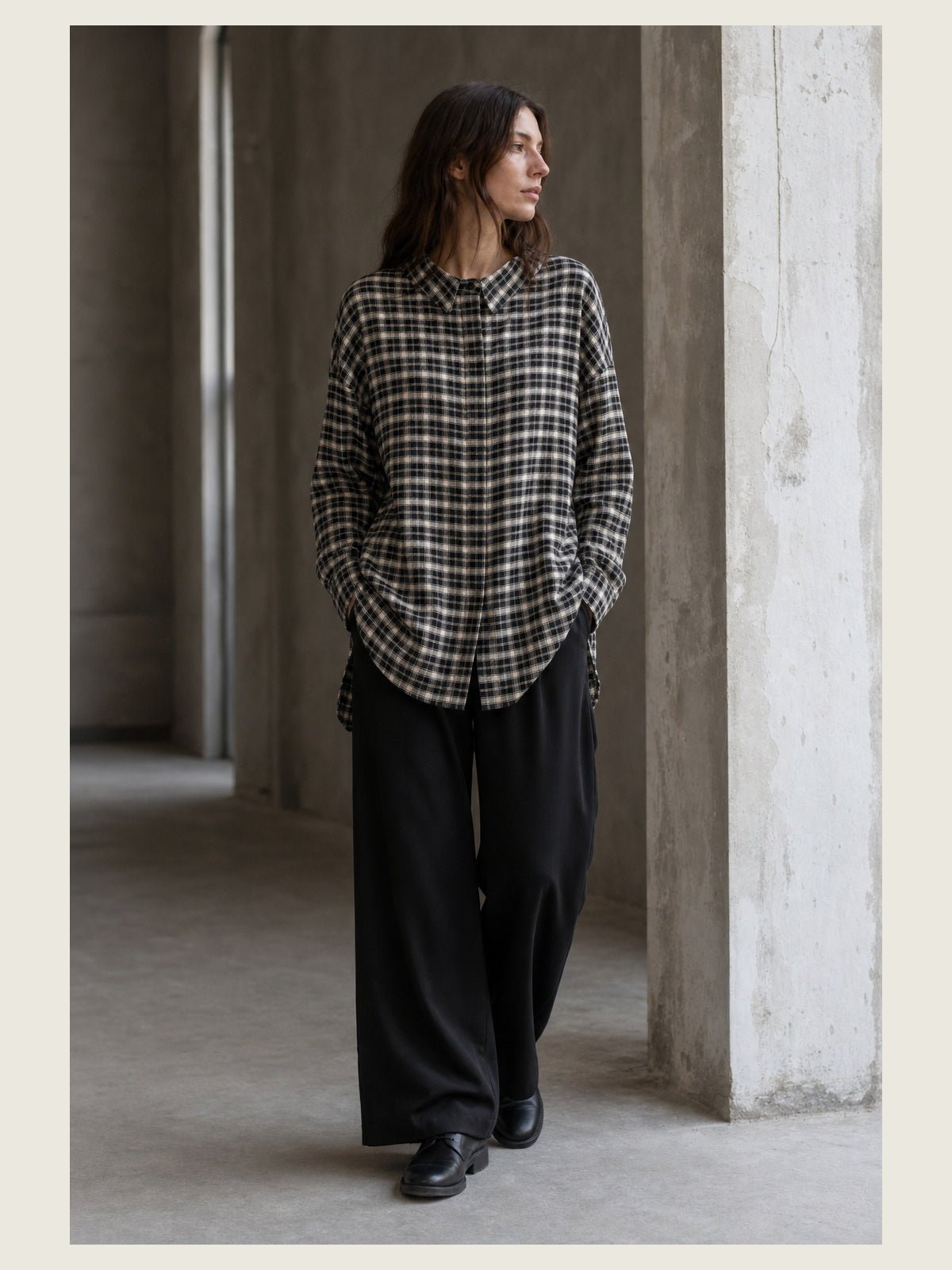 Oversized Plaid Cotton Shirt - by 139DEC