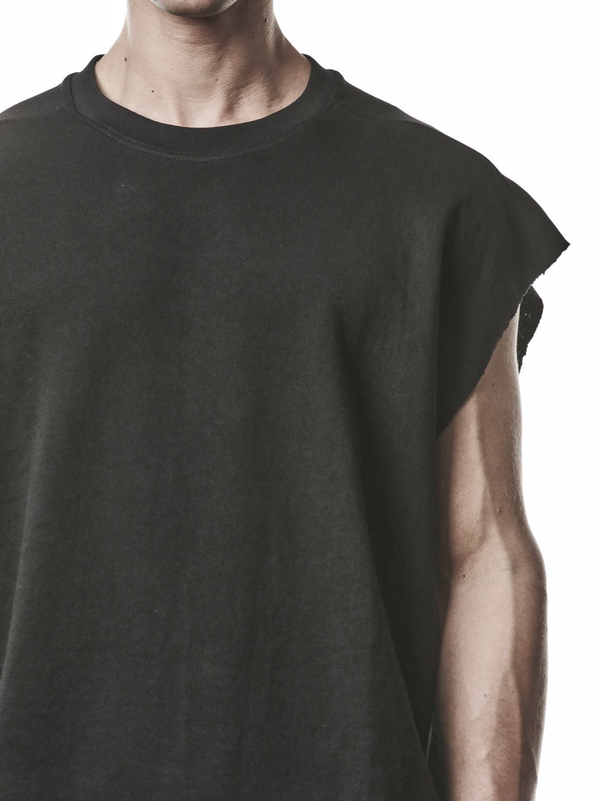 THOM KROM Oversized Raw Sweat Top black - rib cuff detail at wrist, 95% cotton 5% elastane