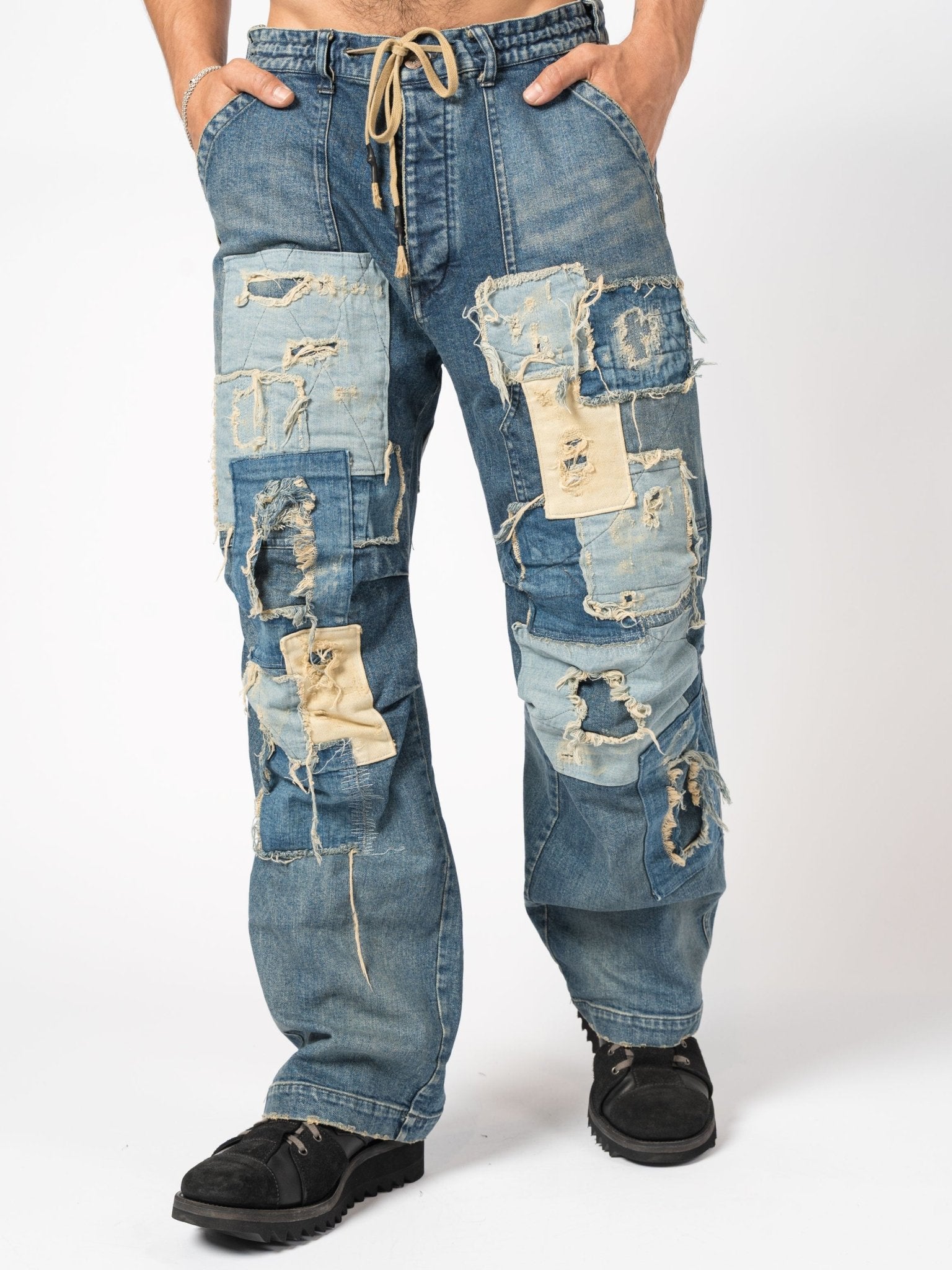 Patchwork Utility Denim Pants - by D.HYGEN