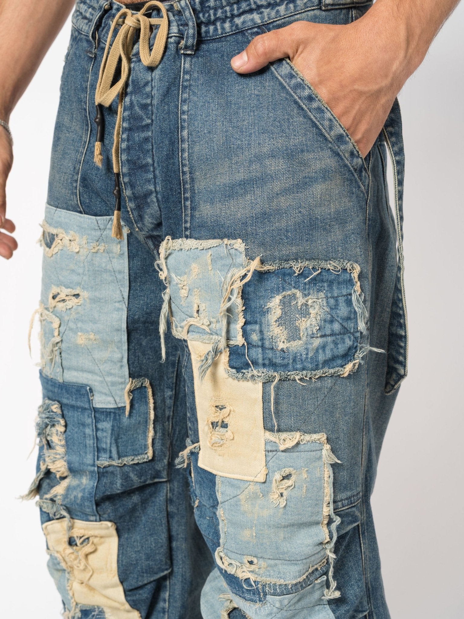 Patchwork Utility Denim Pants - by D.HYGEN