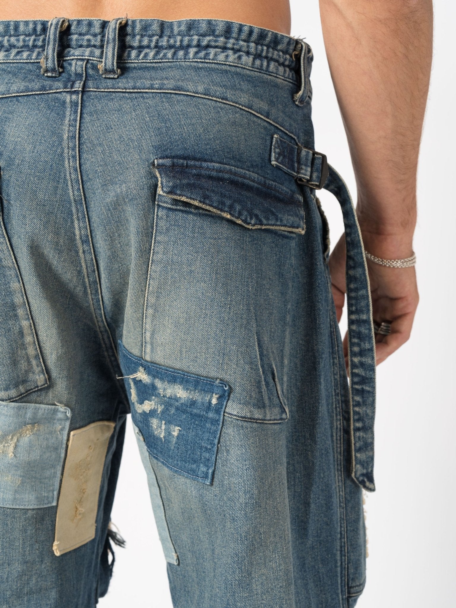 Patchwork Utility Denim Pants - by D.HYGEN