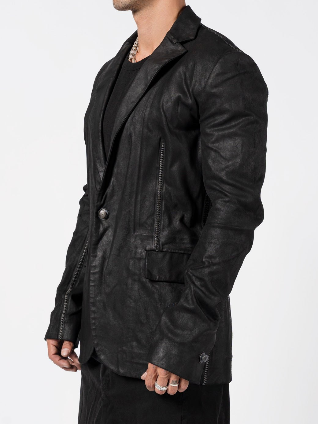 Pionnier Stretch Leather Blazer - by ISAAC SELLAM