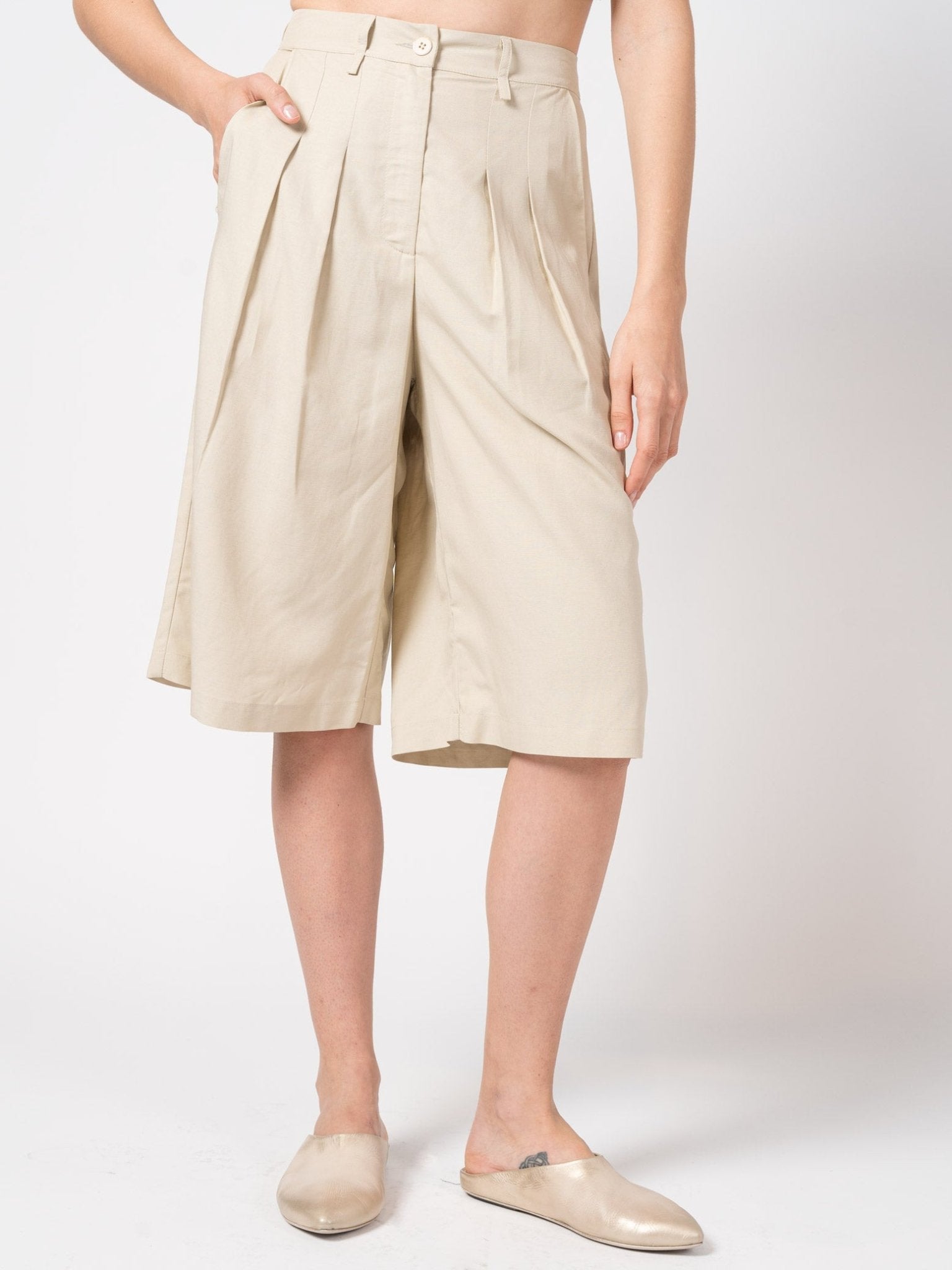 Pleated Bermuda Shorts - by NOSTRA SANTISSIMA
