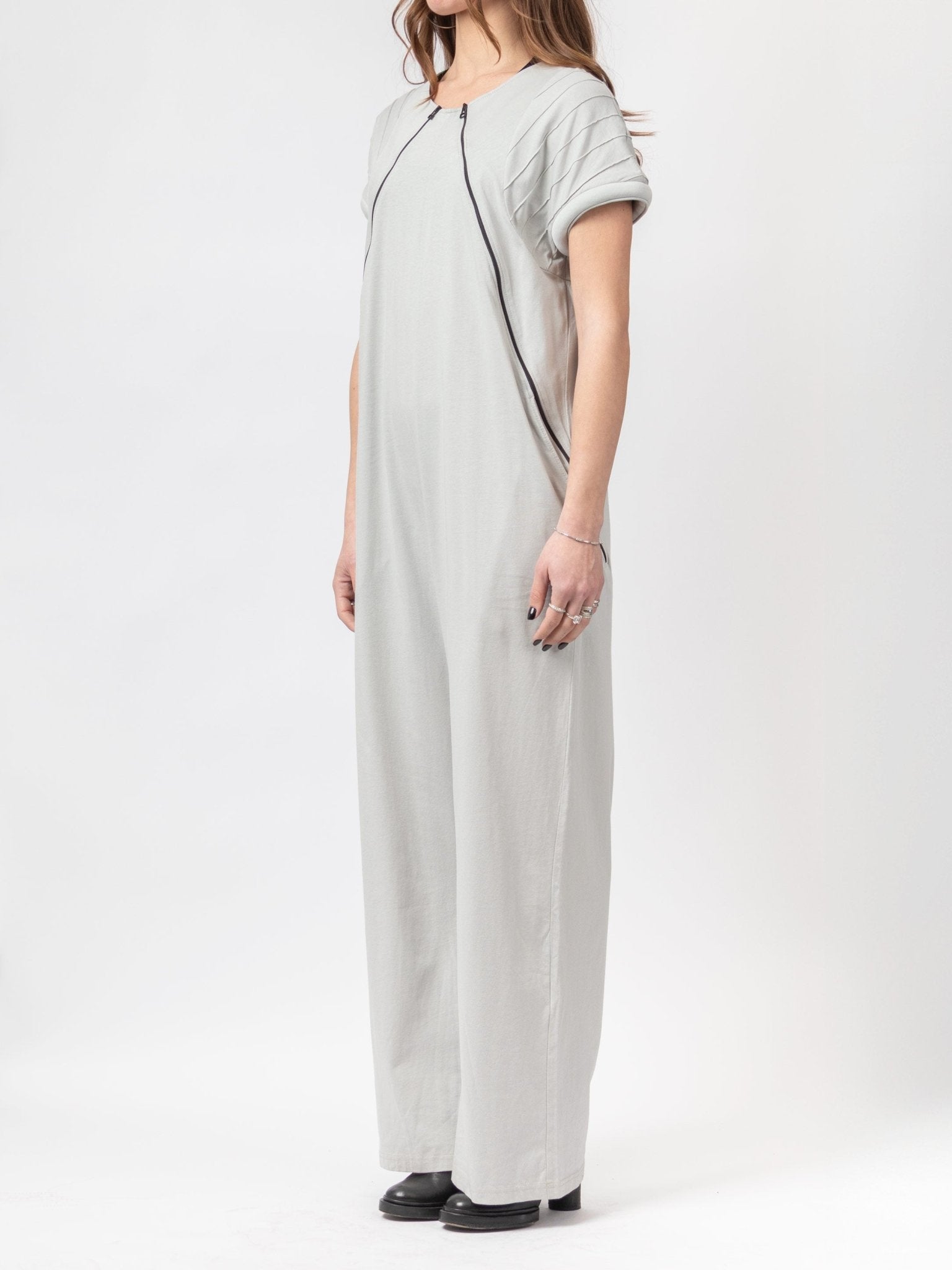 Pleated Shoulder Jumpsuit - by VAGUE