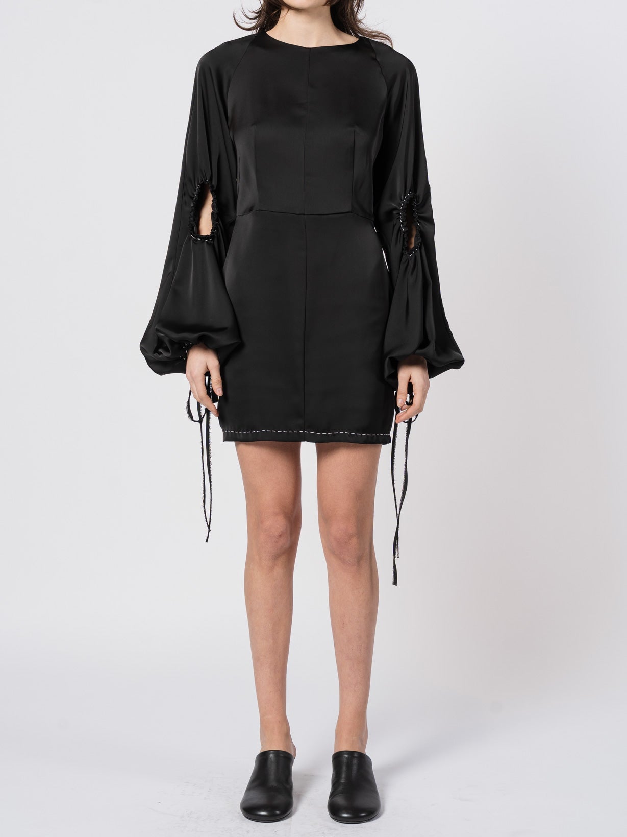 Puff - Sleeve Satin Mini Dress - by SHARONA SHARVIT