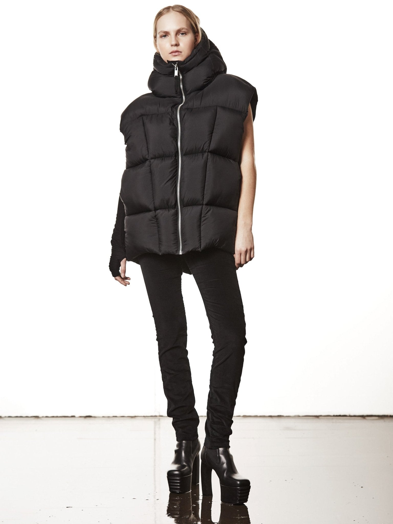 Quilted Nylon Puffer Vest - by THOM KROM