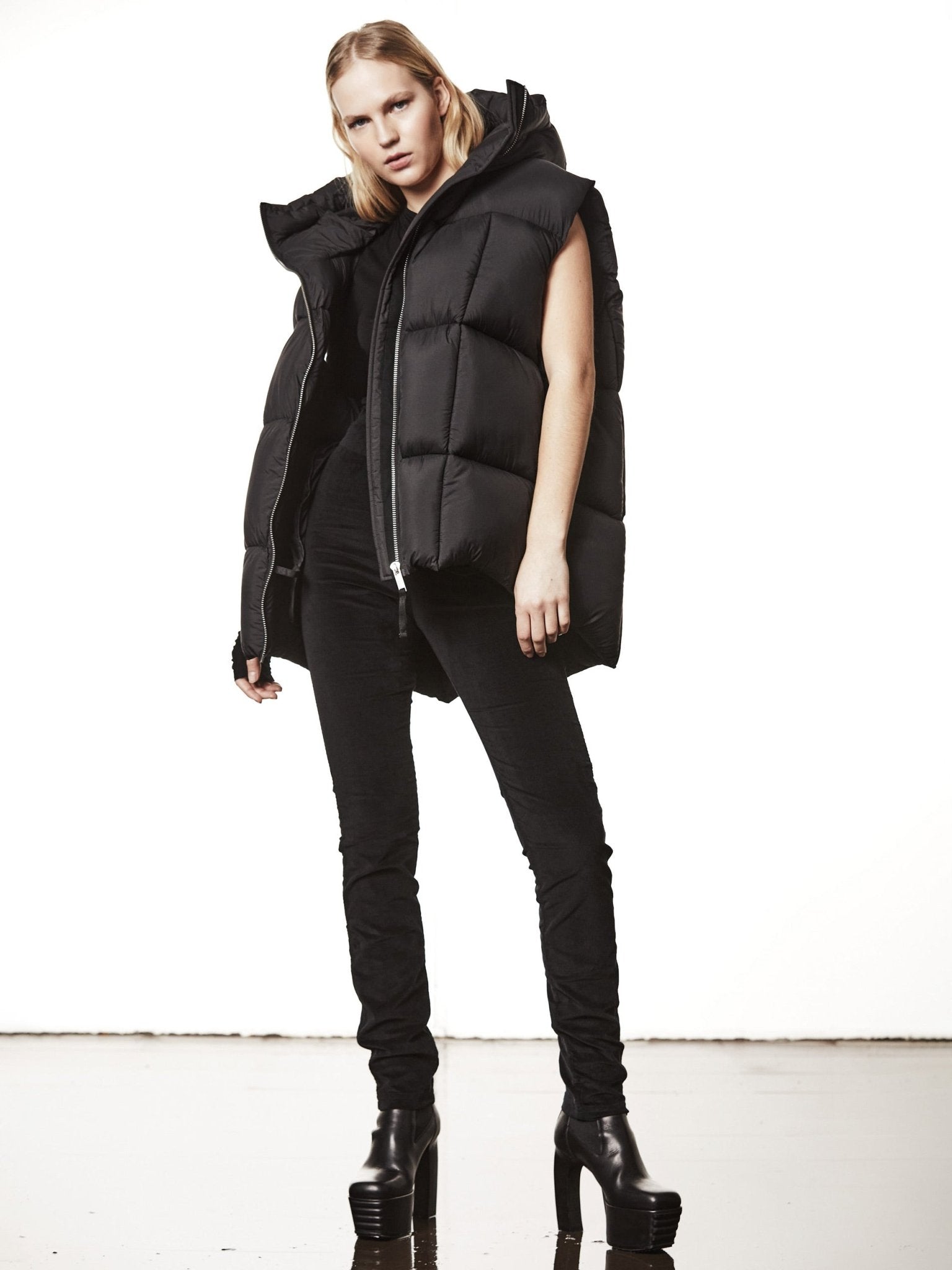 Quilted Nylon Puffer Vest - by THOM KROM