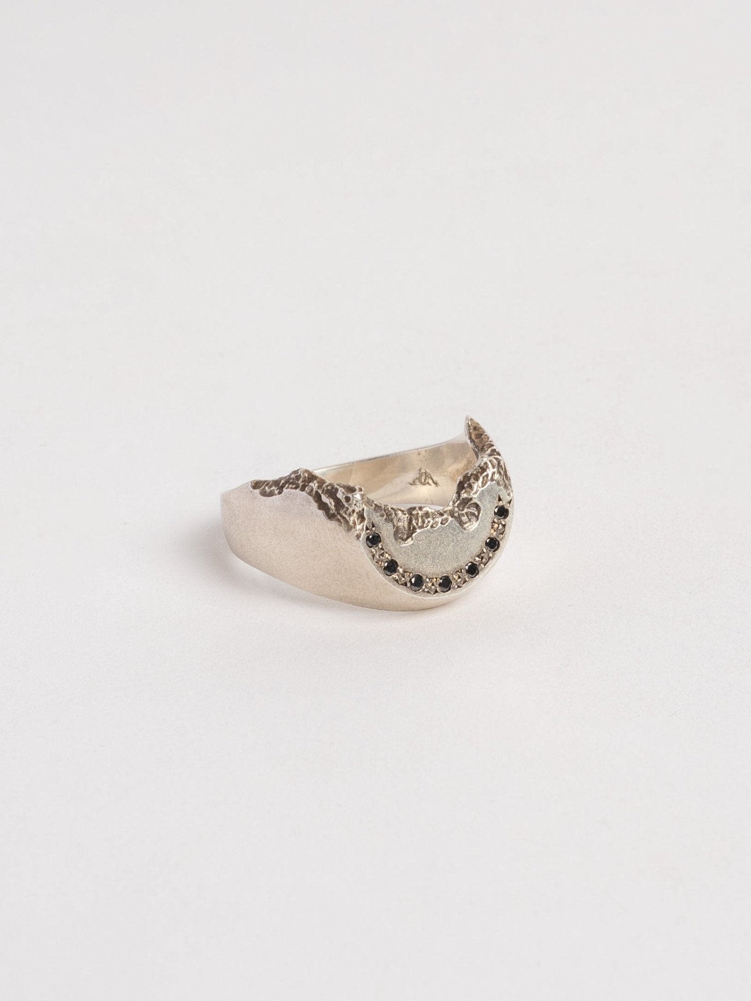 Raw Crescent and Diamonds Ring - by AITO