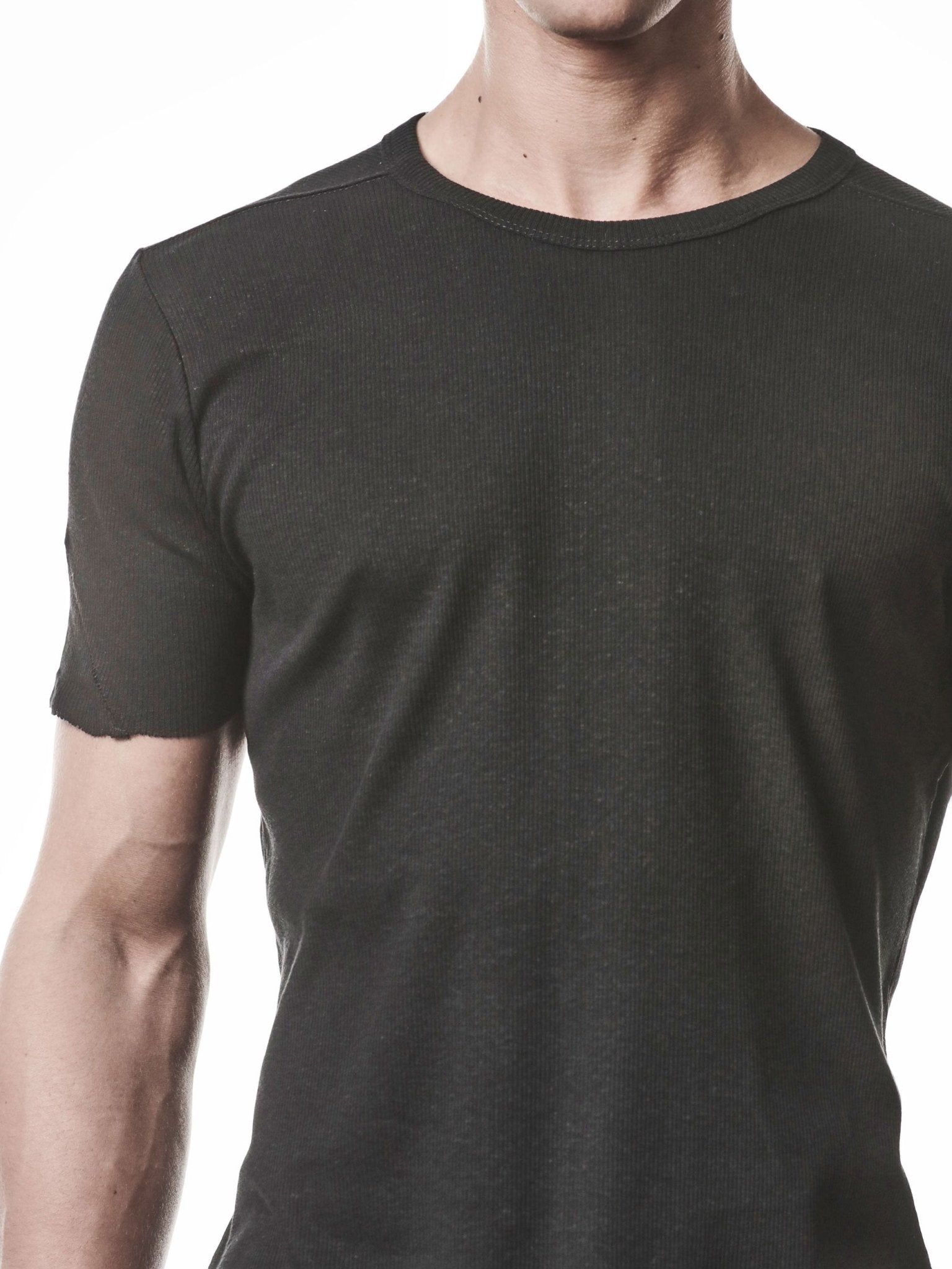 Thom Krom Raw Edge Rib T-Shirt black, full length