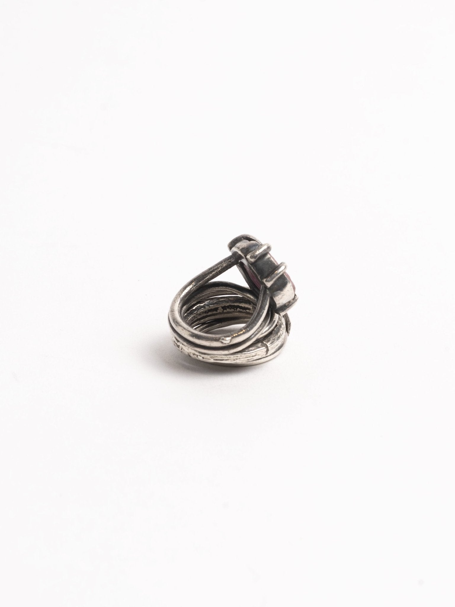 MAYA NOACH Raw Ruby Multi-Layered Ring, angled ring side view