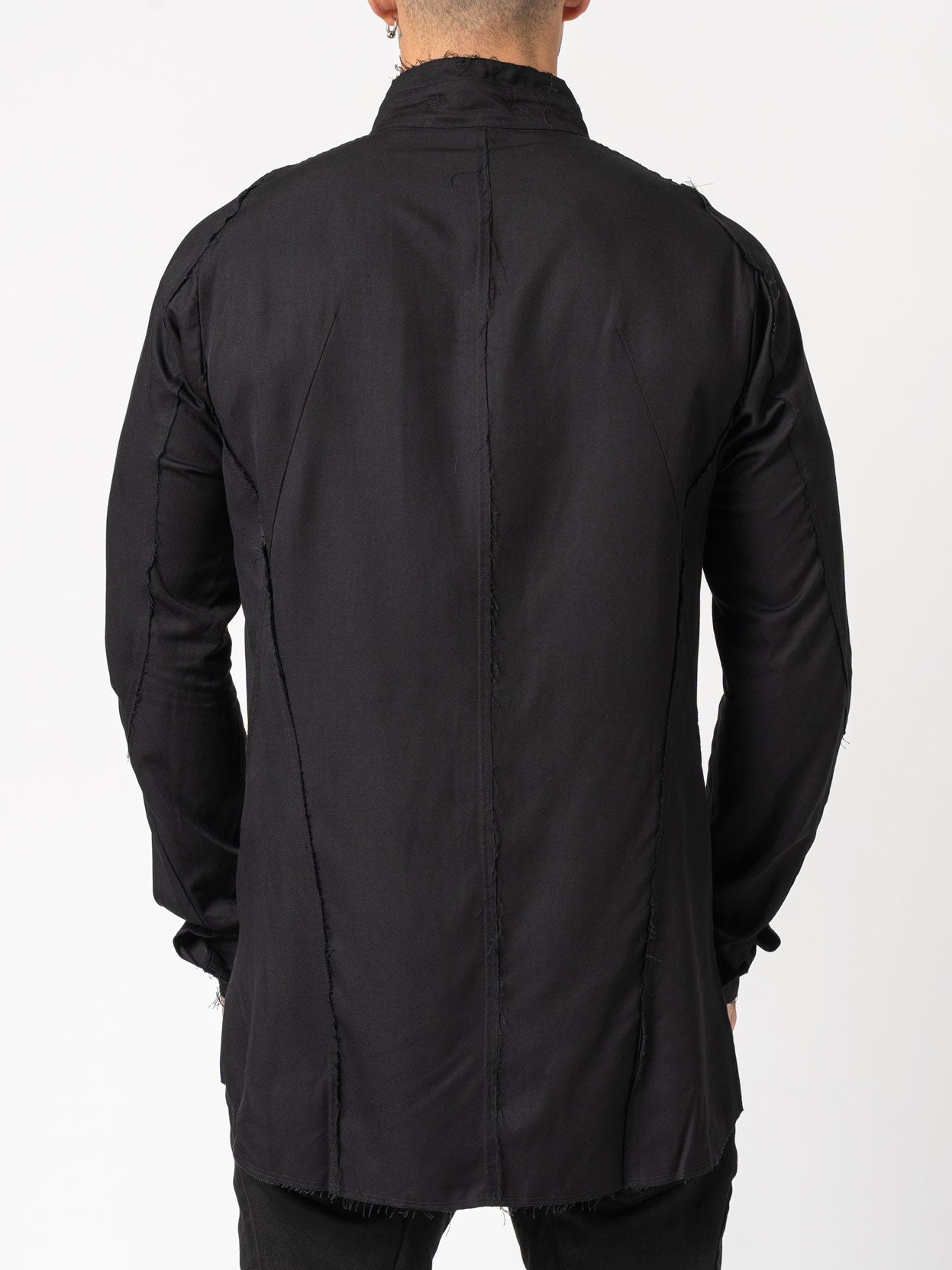 Rayon Twill Cut - Off Band Collar Shirt - by D.HYGEN