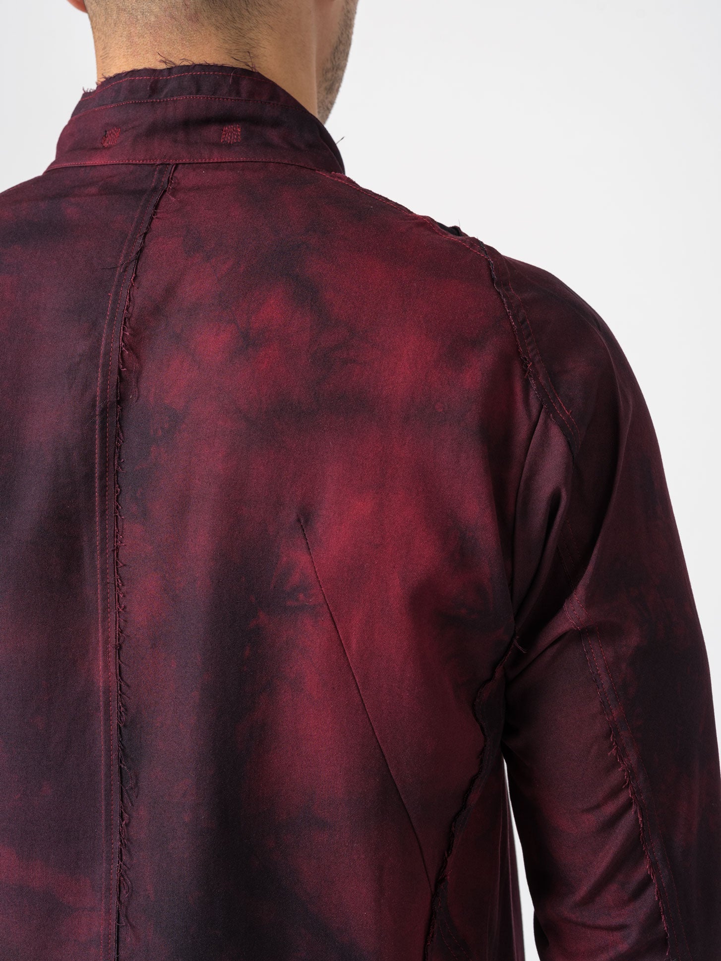 Rayon Twill Cut - Off Band Collar Shirt - by D.HYGEN