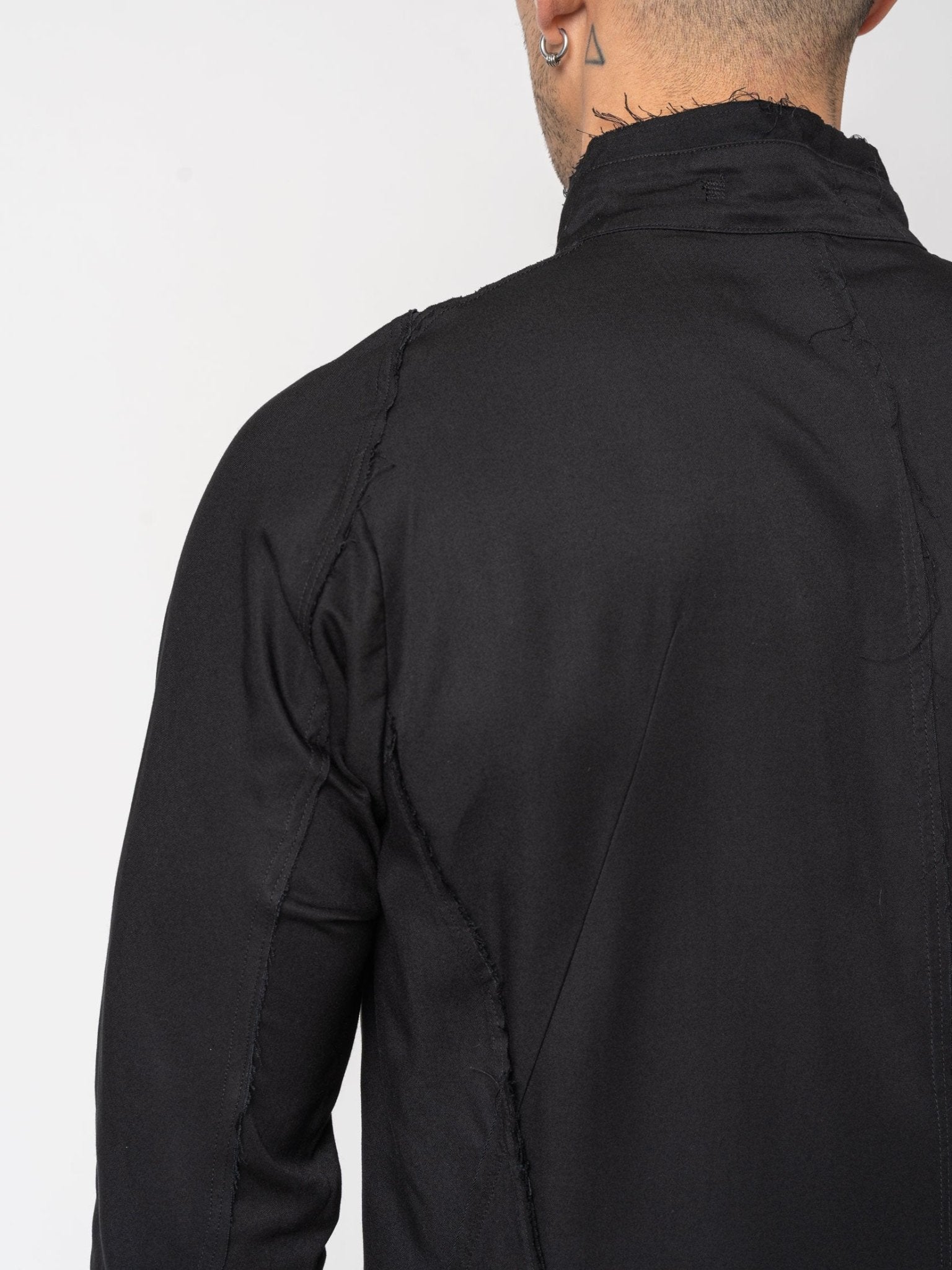 Rayon Twill Cut - Off Band Collar Shirt - by D.HYGEN