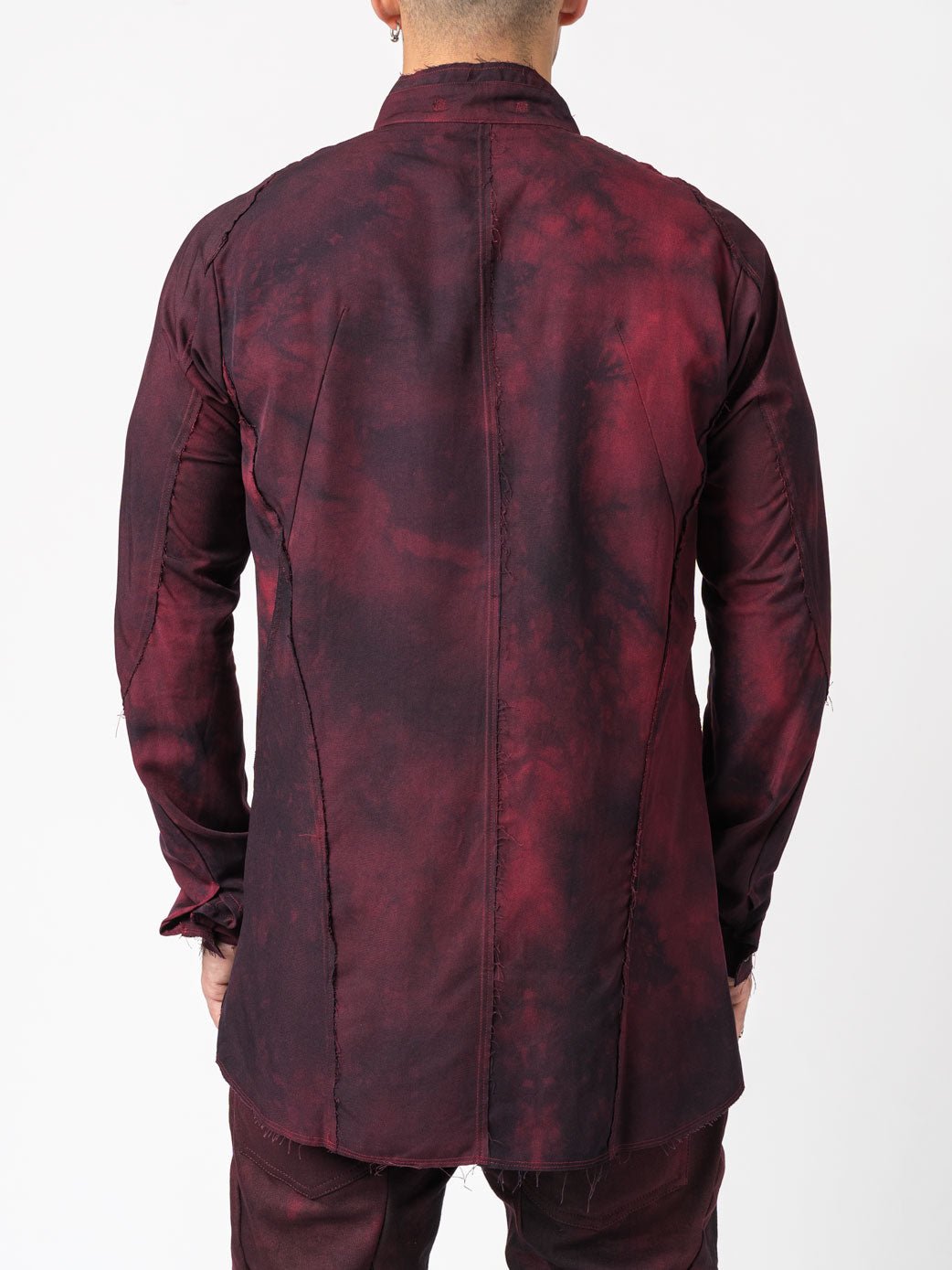 Rayon Twill Cut - Off Band Collar Shirt - by D.HYGEN