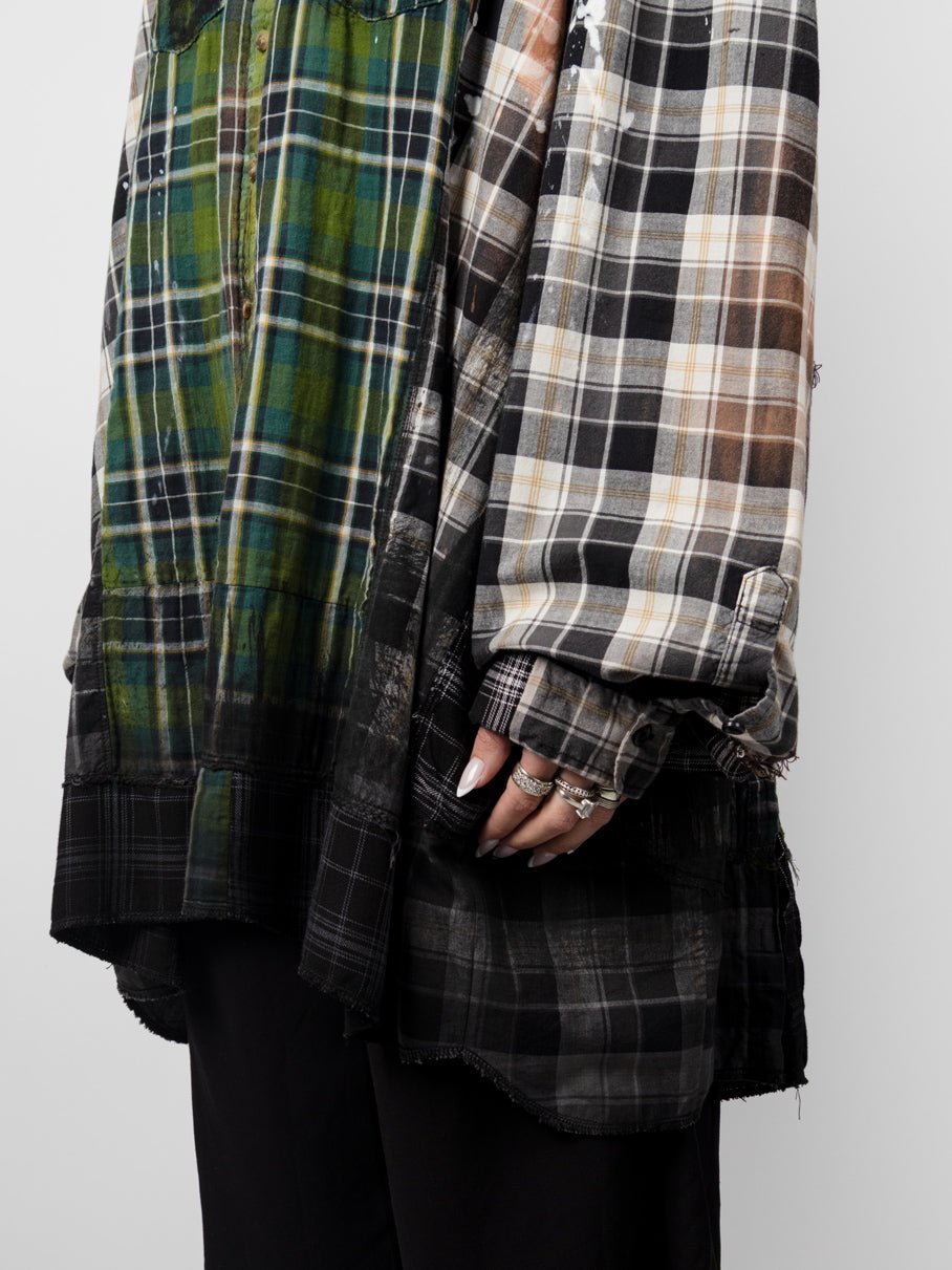 Reconstructed Layered Flannel Shirt - by OSHKO