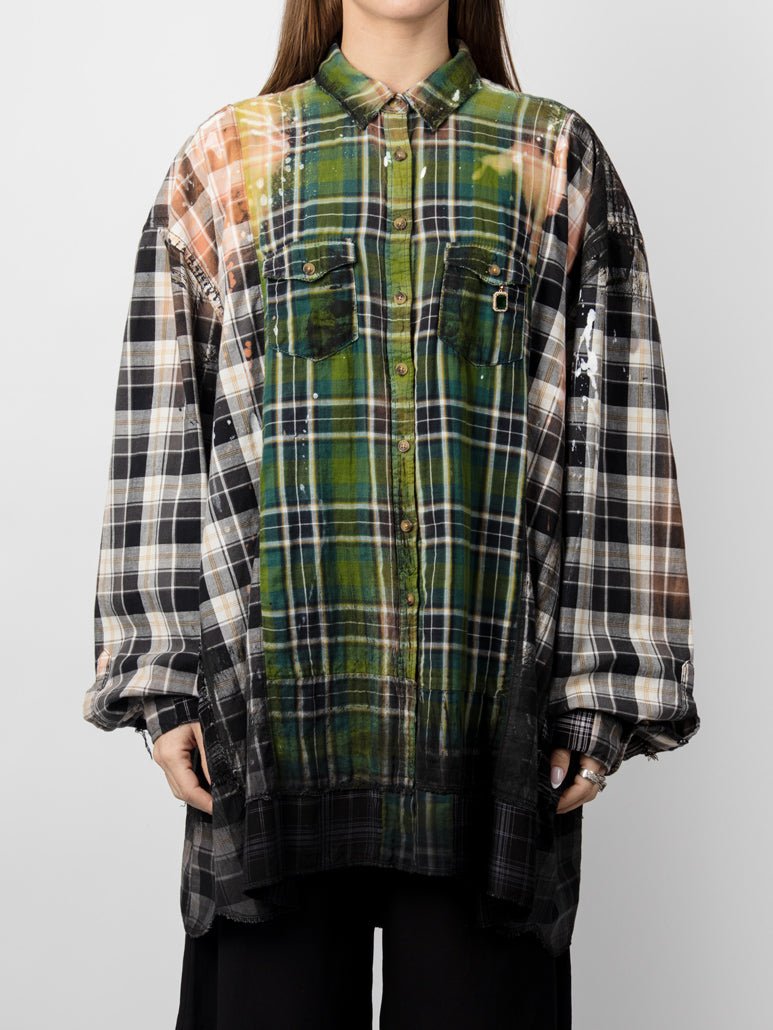 Reconstructed Layered Flannel Shirt - by OSHKO
