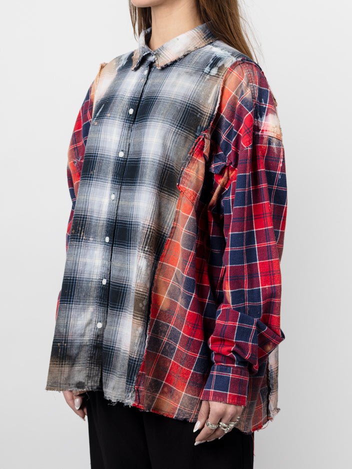 Reconstructed Patchwork Flannel Shirt - by OSHKO