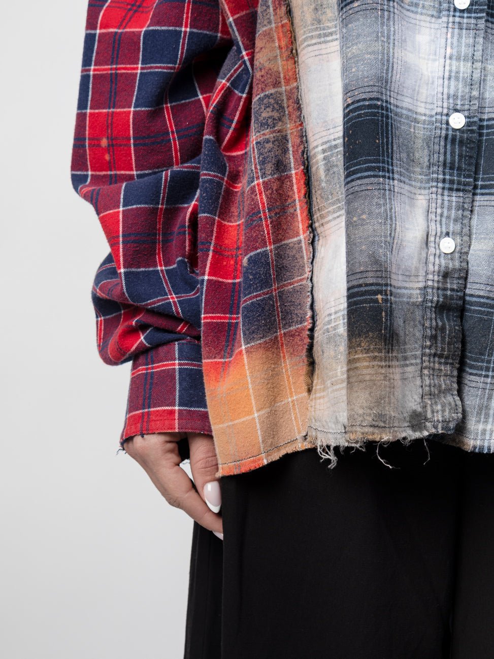 Reconstructed Patchwork Flannel Shirt - by OSHKO