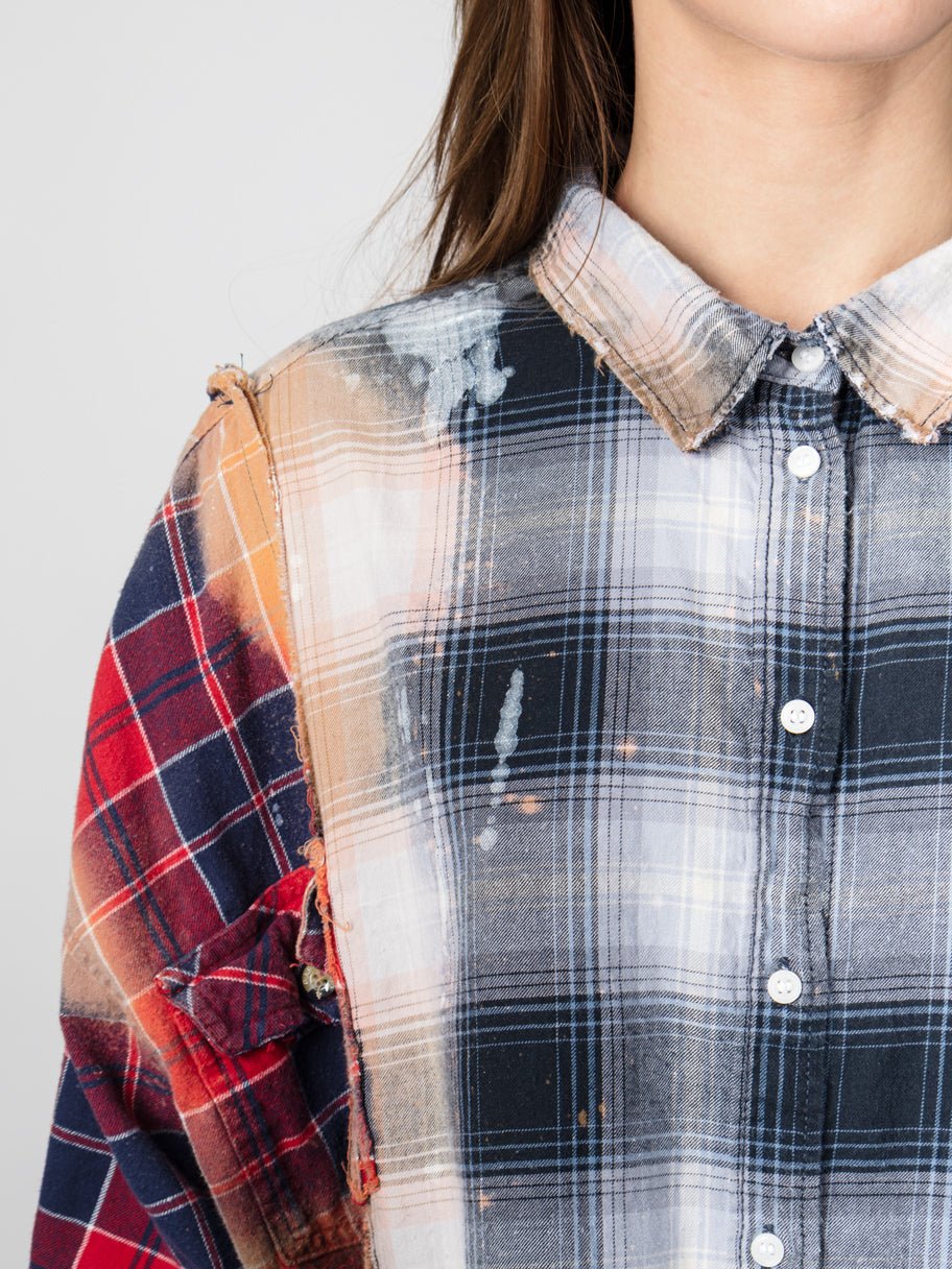 Reconstructed Patchwork Flannel Shirt - by OSHKO
