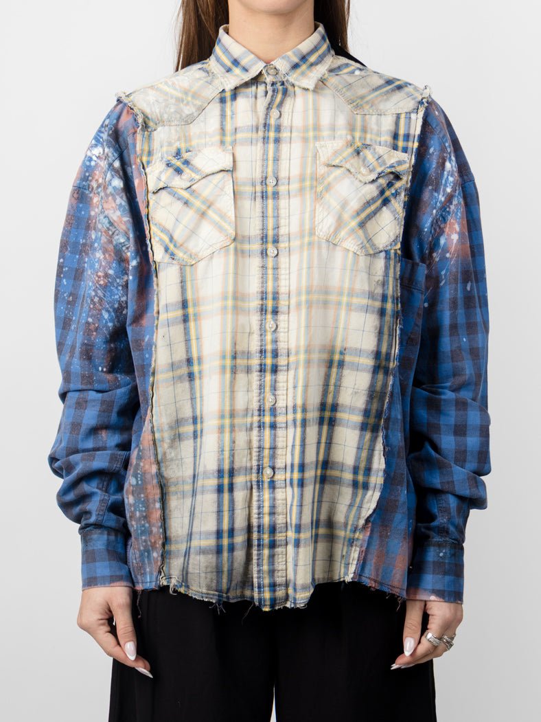 Reconstructed Western Patchwork Shirt - by OSHKO