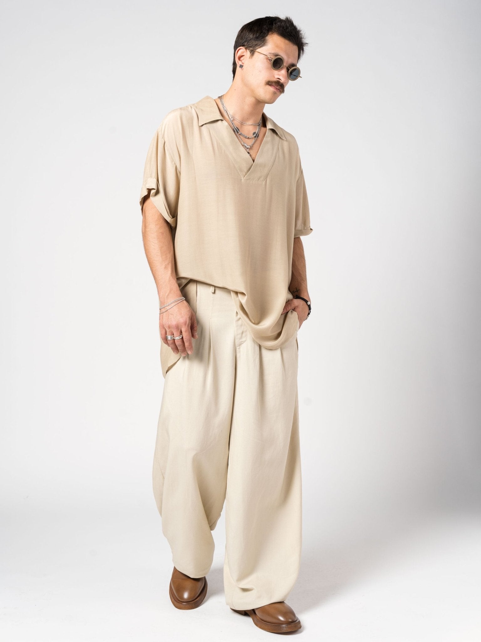 Relaxed - Fit Open - Collar Shirt - by NOSTRA SANTISSIMA