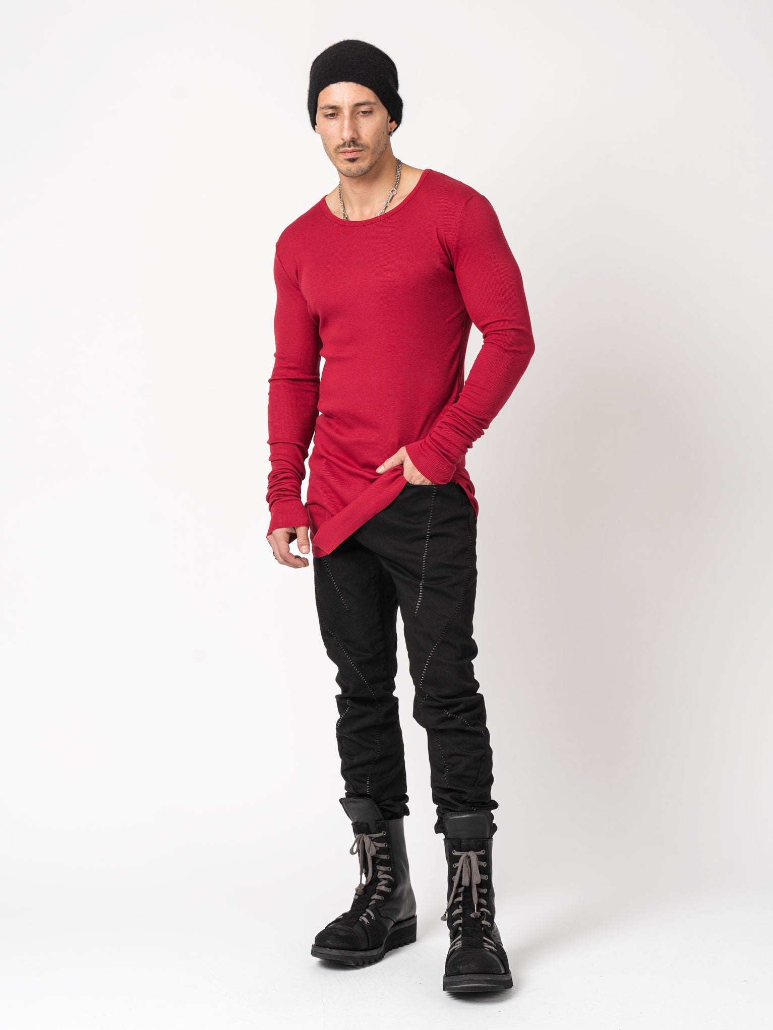 Rib Long Sleeve T-Shirt - by D.HYGEN
