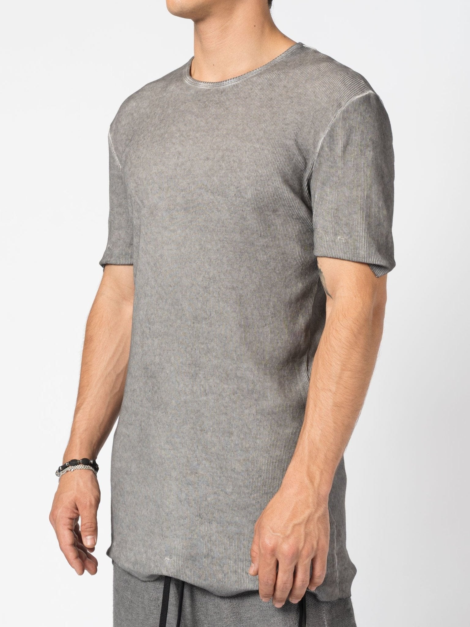 Ribbed Cotton Elongated Tee - by MD75