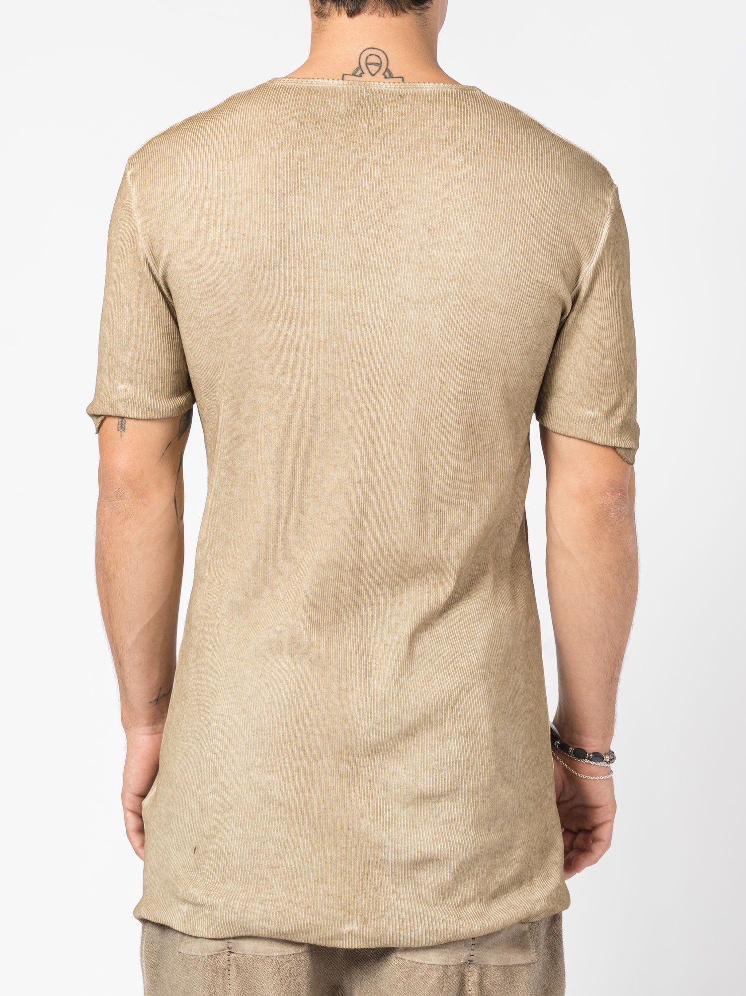 Ribbed Cotton Elongated Tee - by MD75