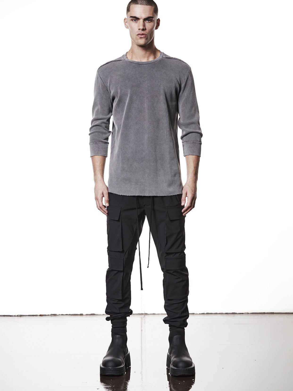 Ribbed Half - Sleeve T-Shirt - by THOM KROM
