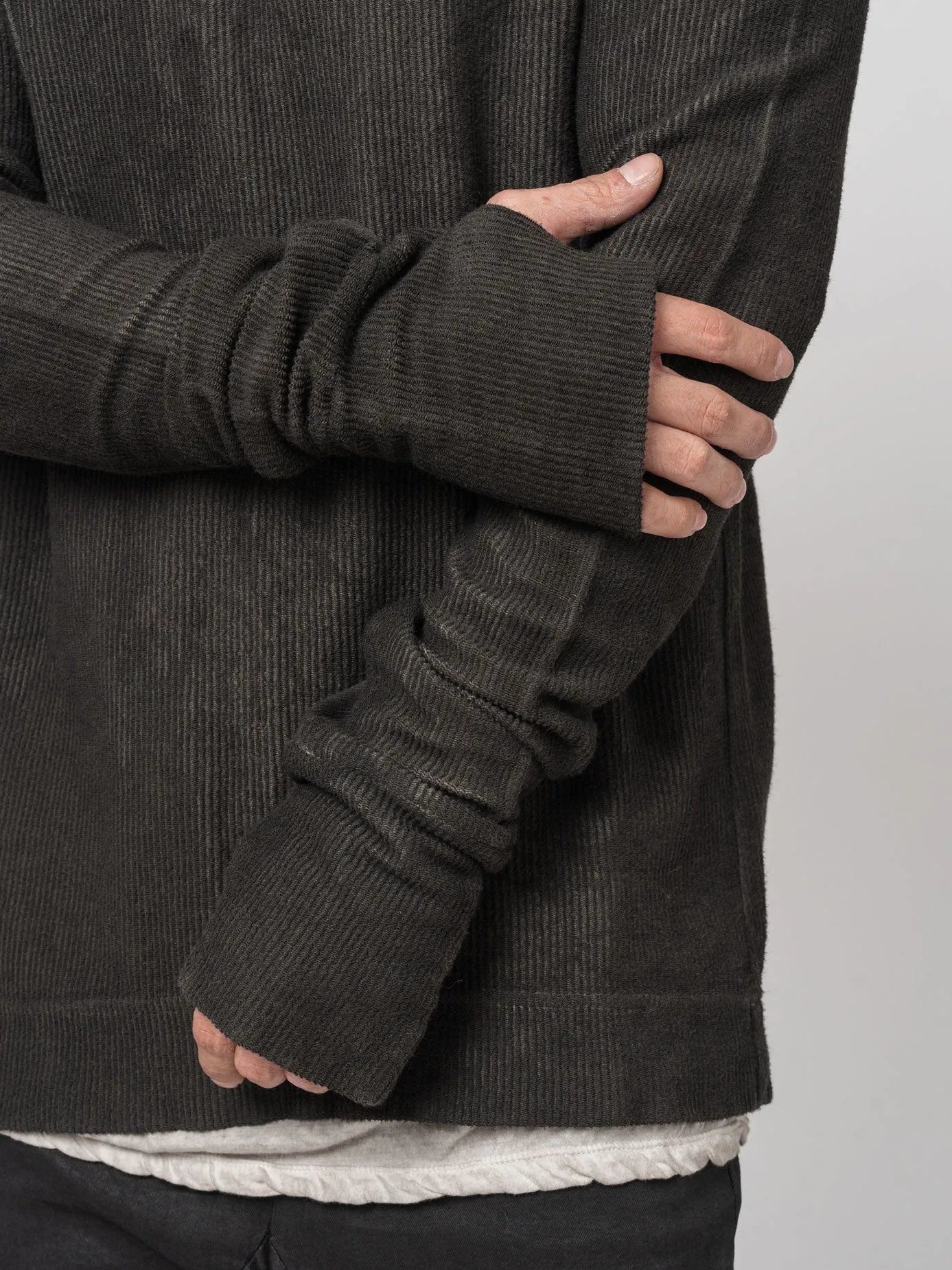 Ribbed Long - Sleeve Sweatshirt - by MD75