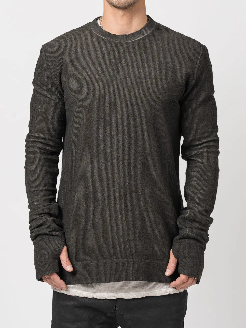 Ribbed Long - Sleeve Sweatshirt - by MD75