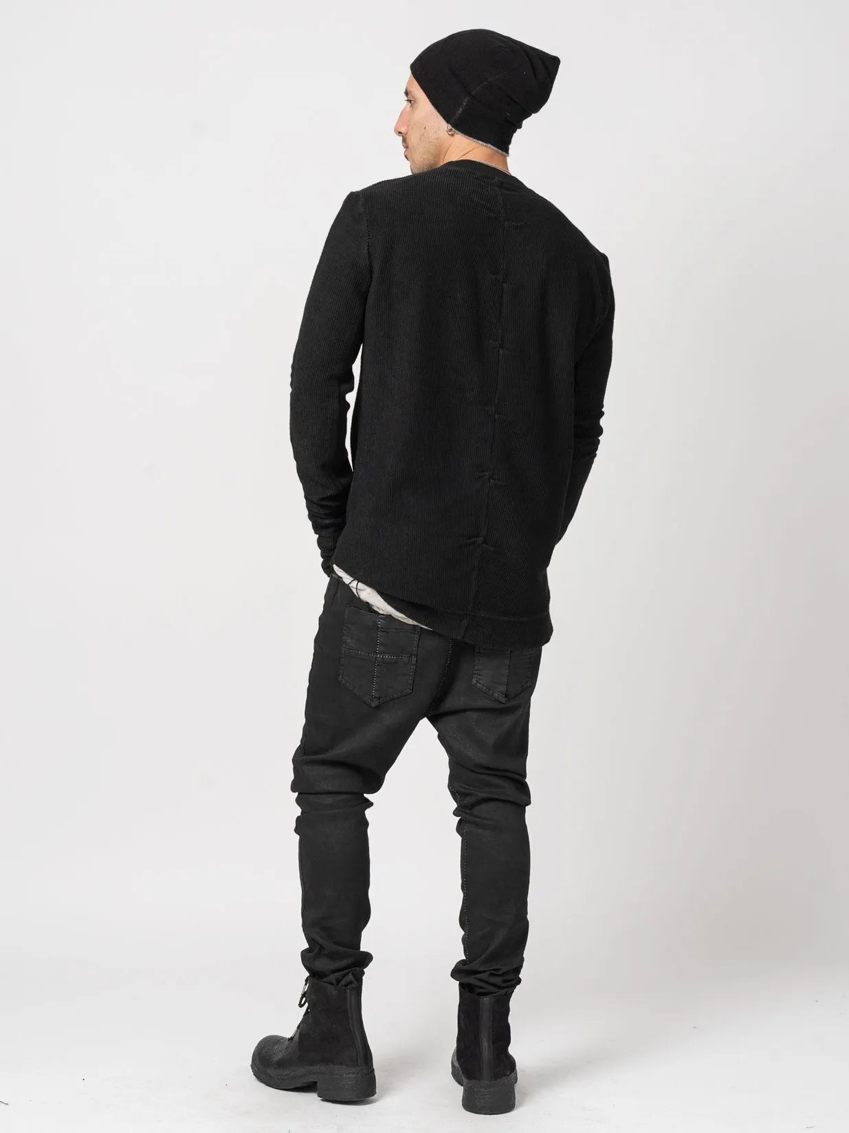Ribbed Long - Sleeve Sweatshirt - by MD75