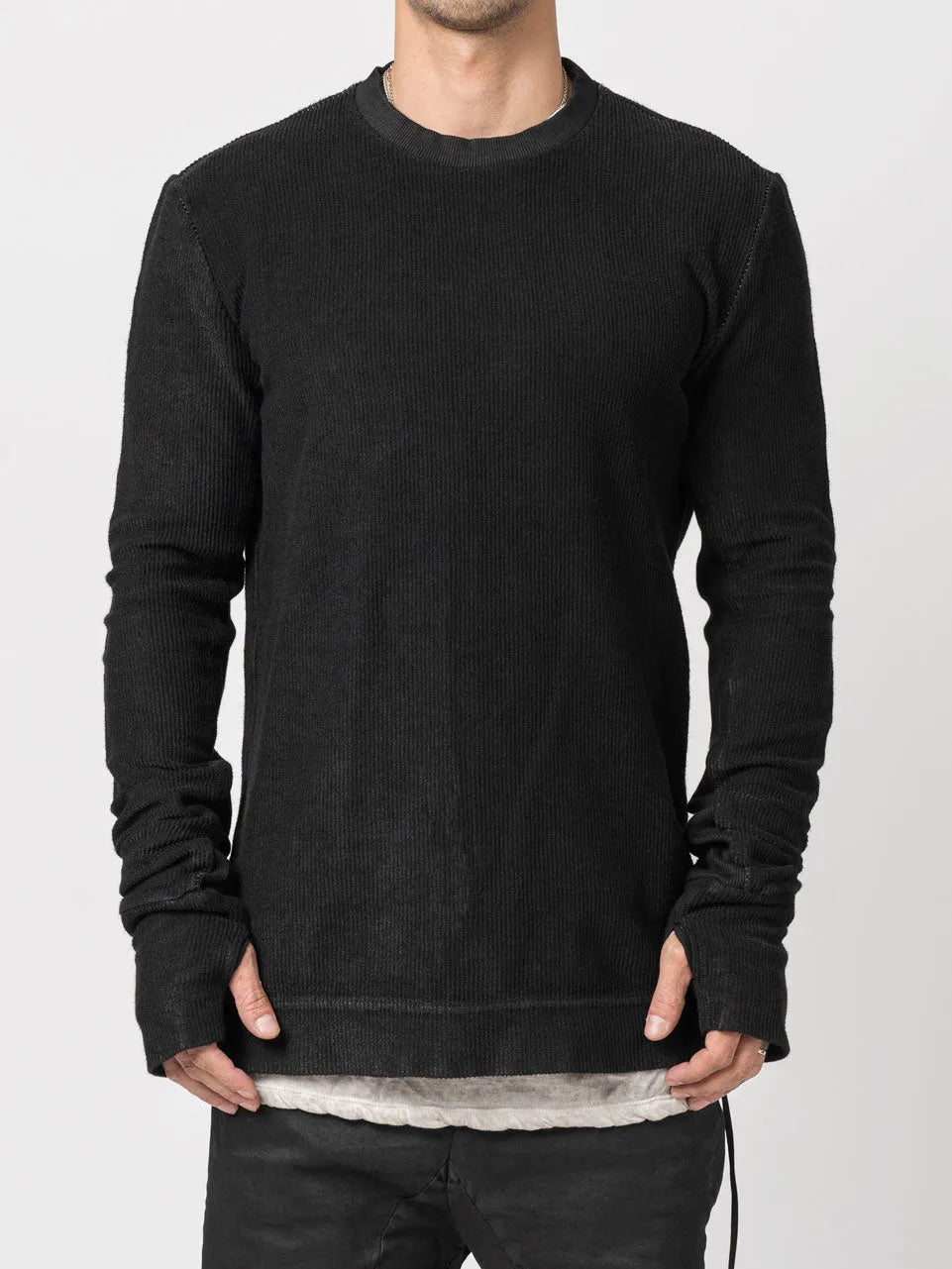 Ribbed Long - Sleeve Sweatshirt - by MD75