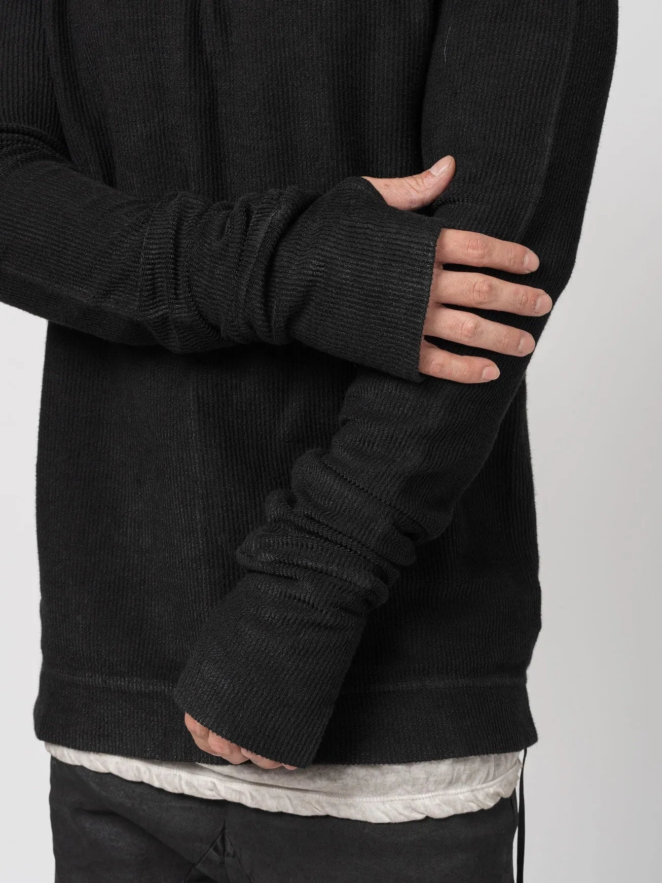 Ribbed Long - Sleeve Sweatshirt - by MD75