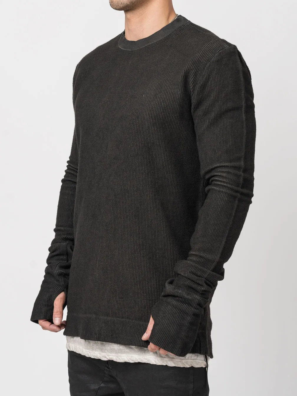 Ribbed Long - Sleeve Sweatshirt - by MD75