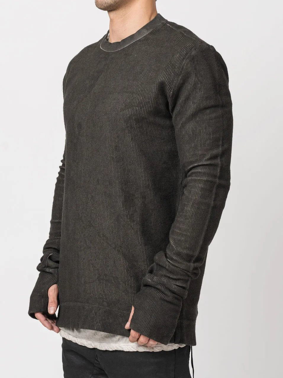 Ribbed Long - Sleeve Sweatshirt - by MD75