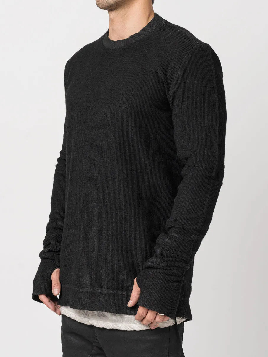 Ribbed Long - Sleeve Sweatshirt - by MD75
