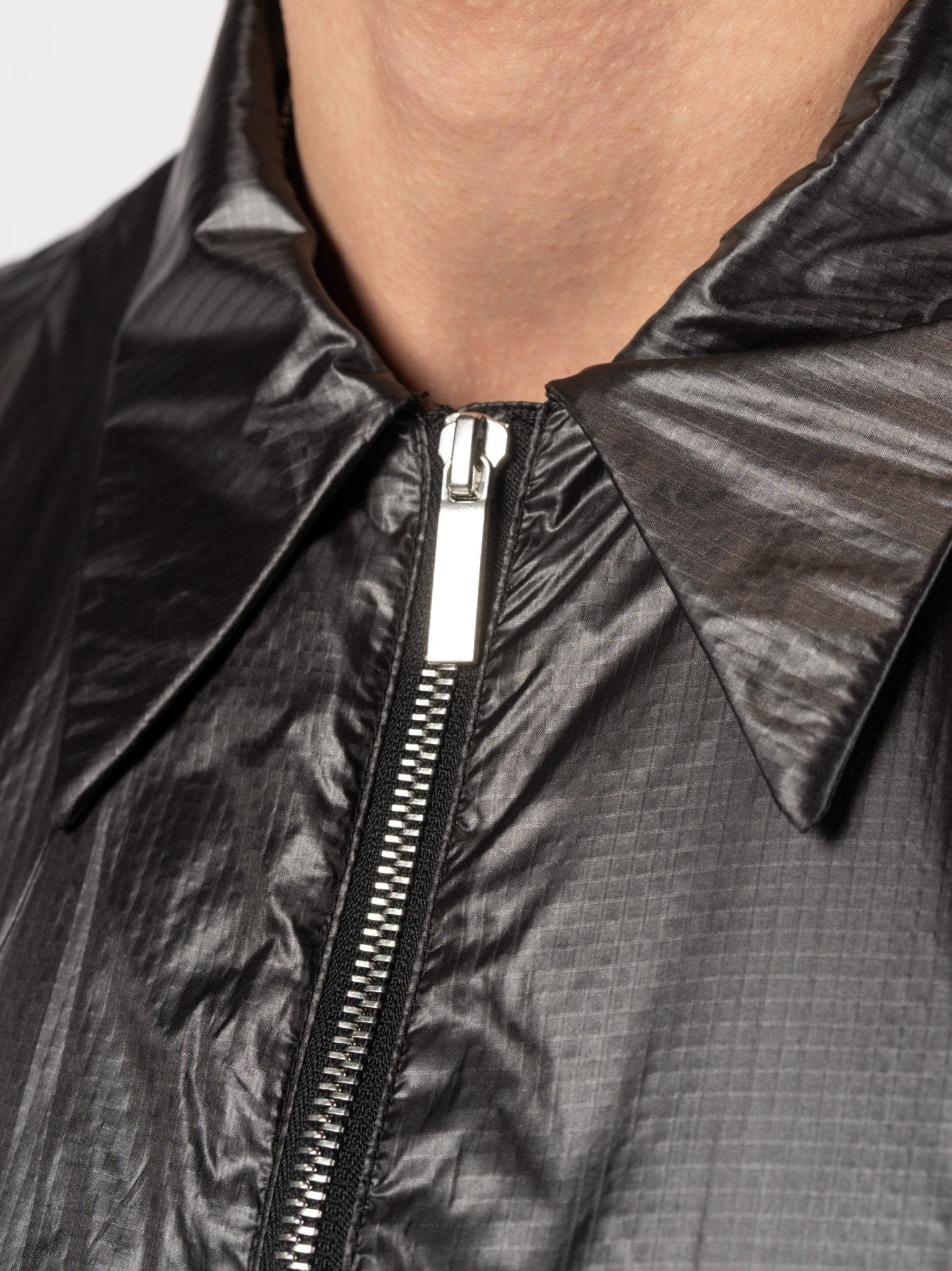 Ripstop Nylon Zip Jacket Black - Italian technical outerwear by SAPIO