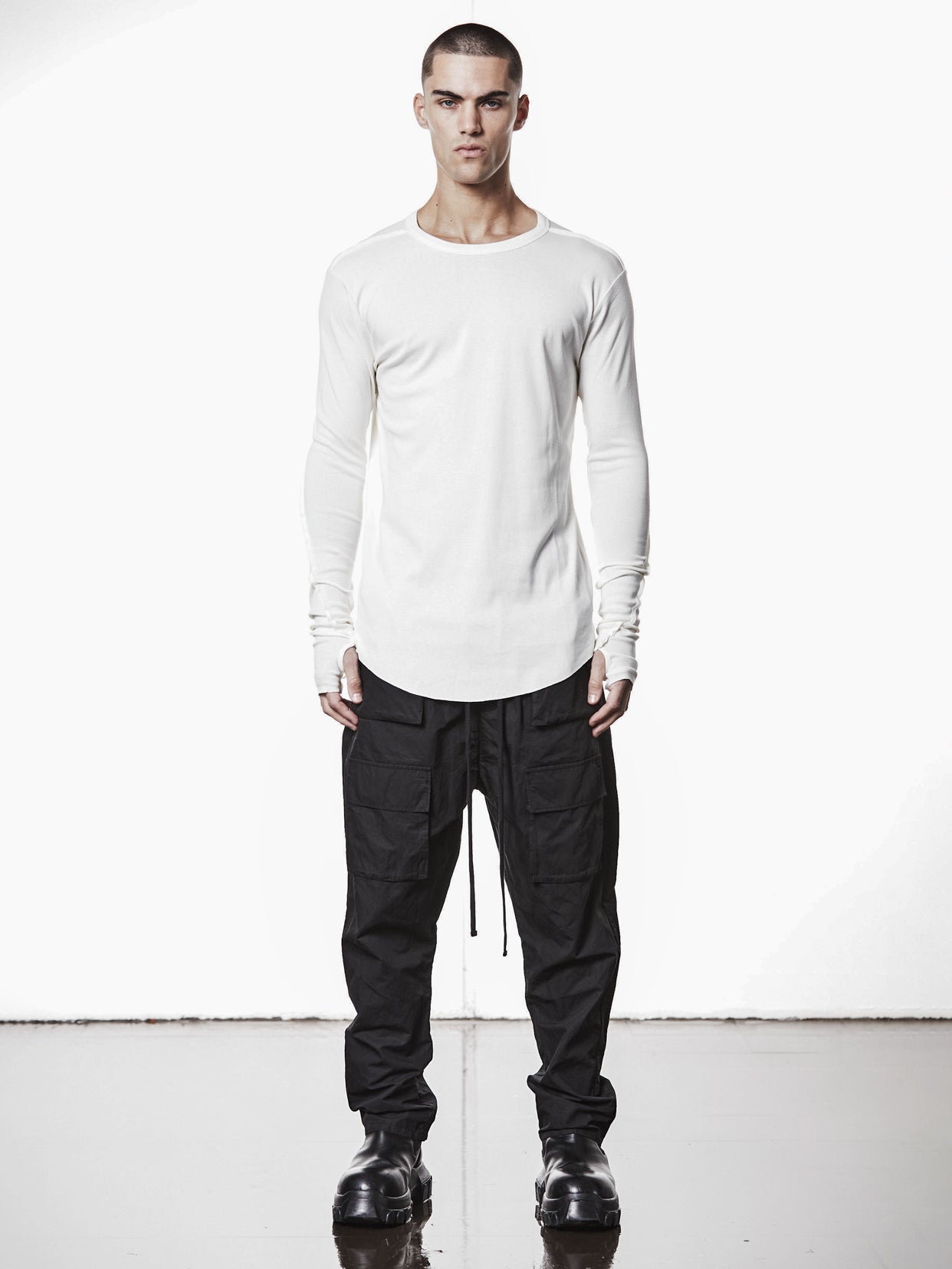 Round Neck Long - Sleeve T-Shirt - by THOM KROM