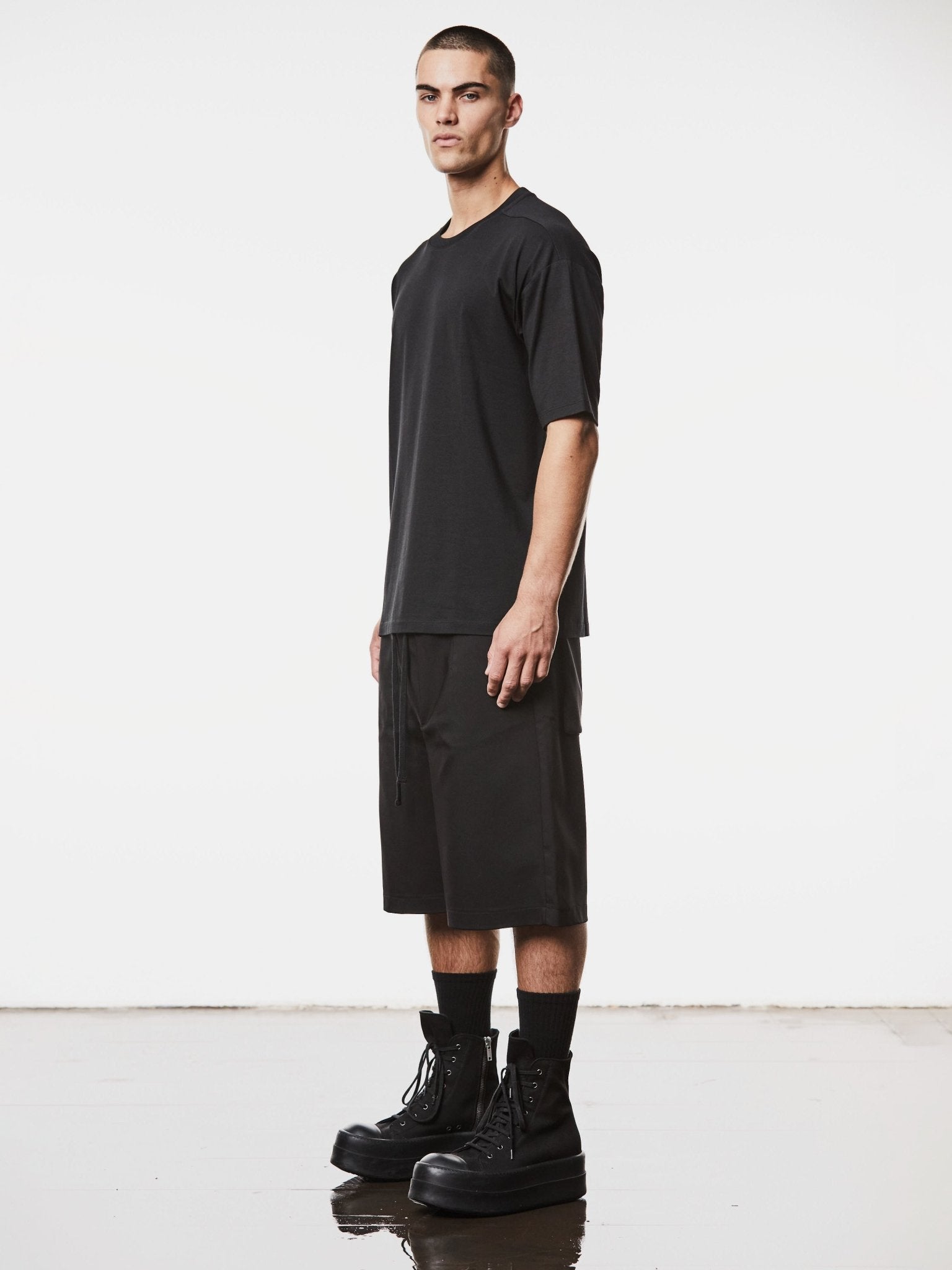 Round Neck Shirt with Embroidered Slash Detail - by THOM KROM